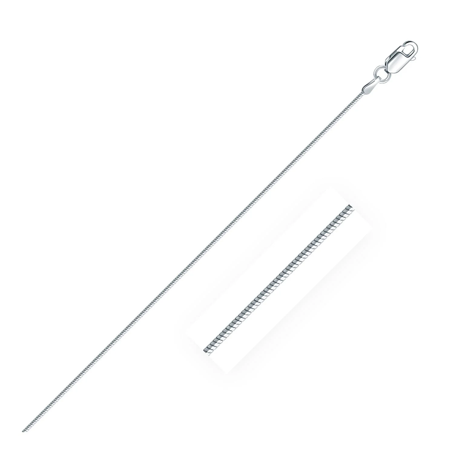 Rhodium Plated 1.2mm Sterling Silver Snake Style Chain - Image 5