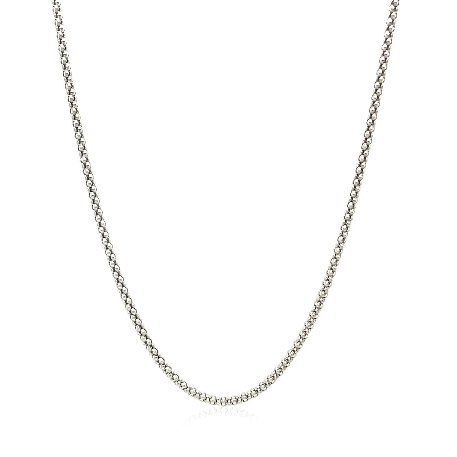 Rhodium Plated 1.8mm Sterling Silver Popcorn Style Chain - Image 2