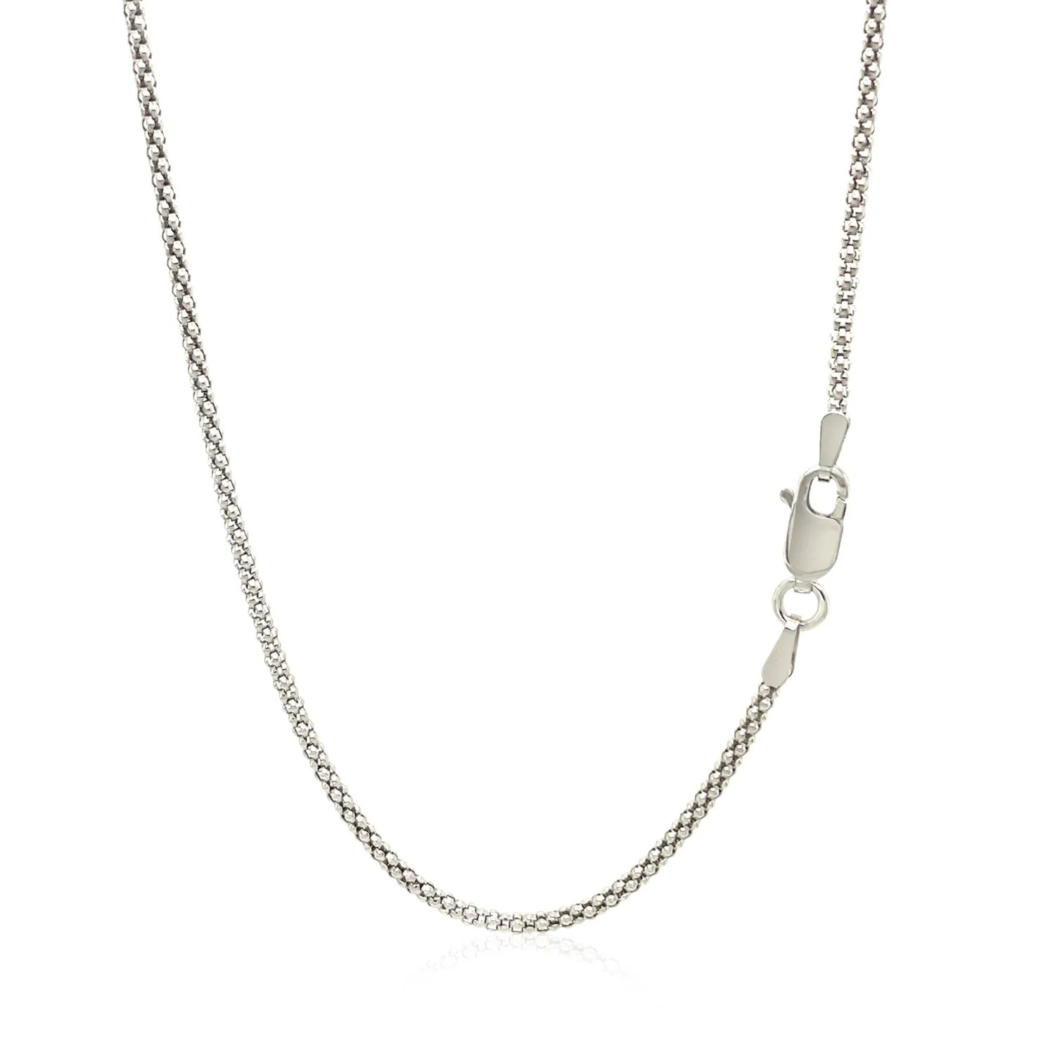 Rhodium Plated 1.8mm Sterling Silver Popcorn Style Chain - Image 7