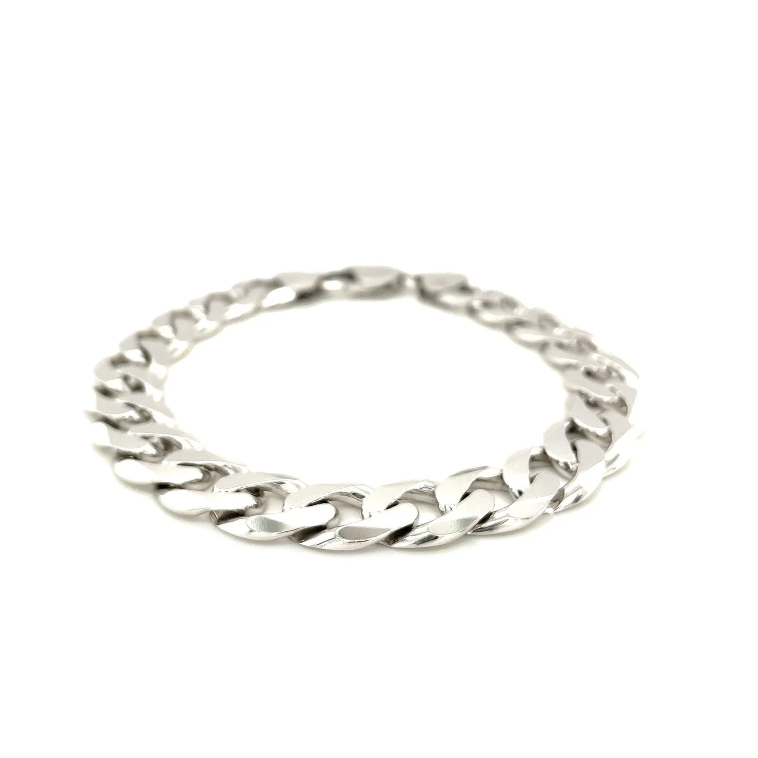 Rhodium Plated 11.6mm Sterling Silver Curb Style Bracelet - Image 6