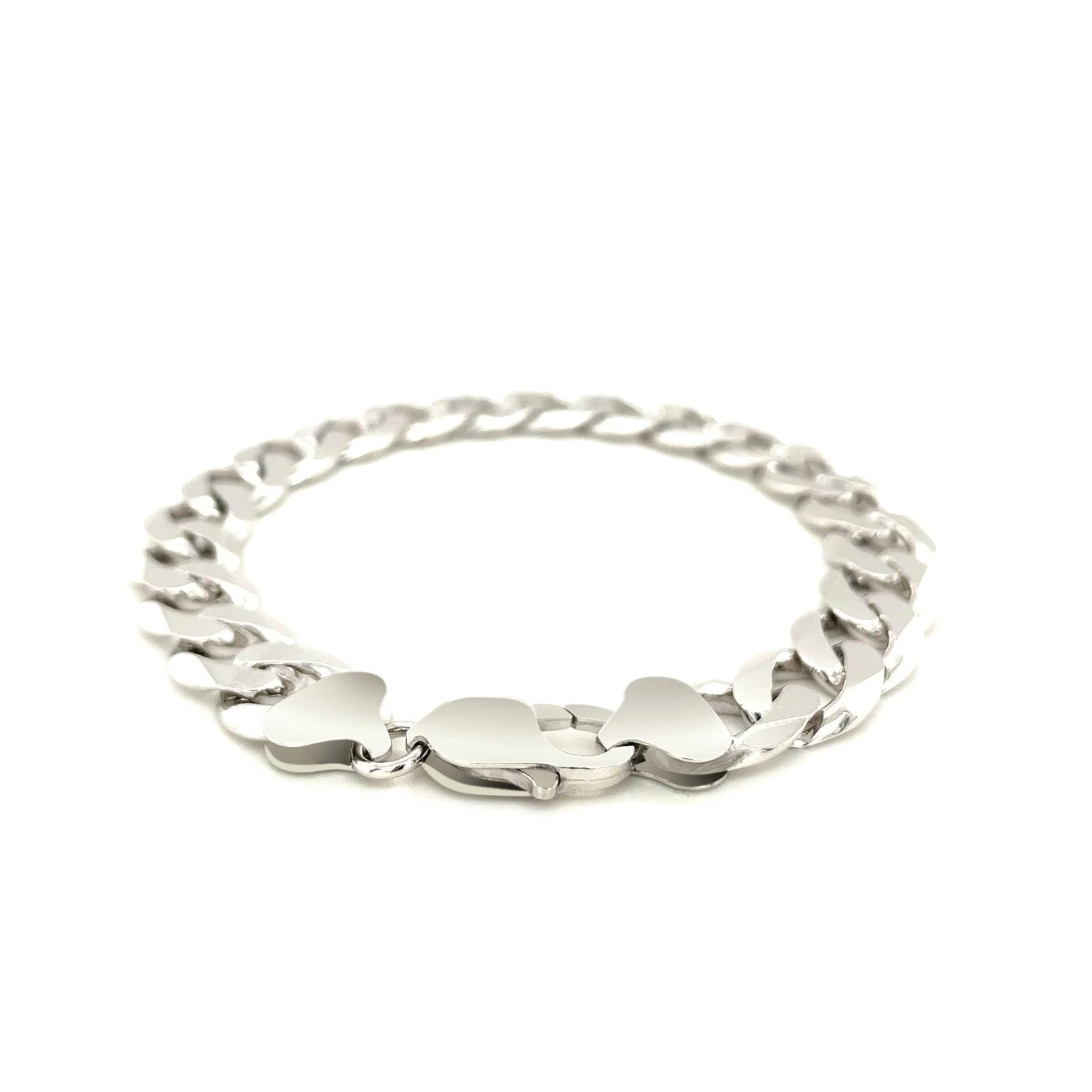 Rhodium Plated 11.6mm Sterling Silver Curb Style Bracelet - Image 7