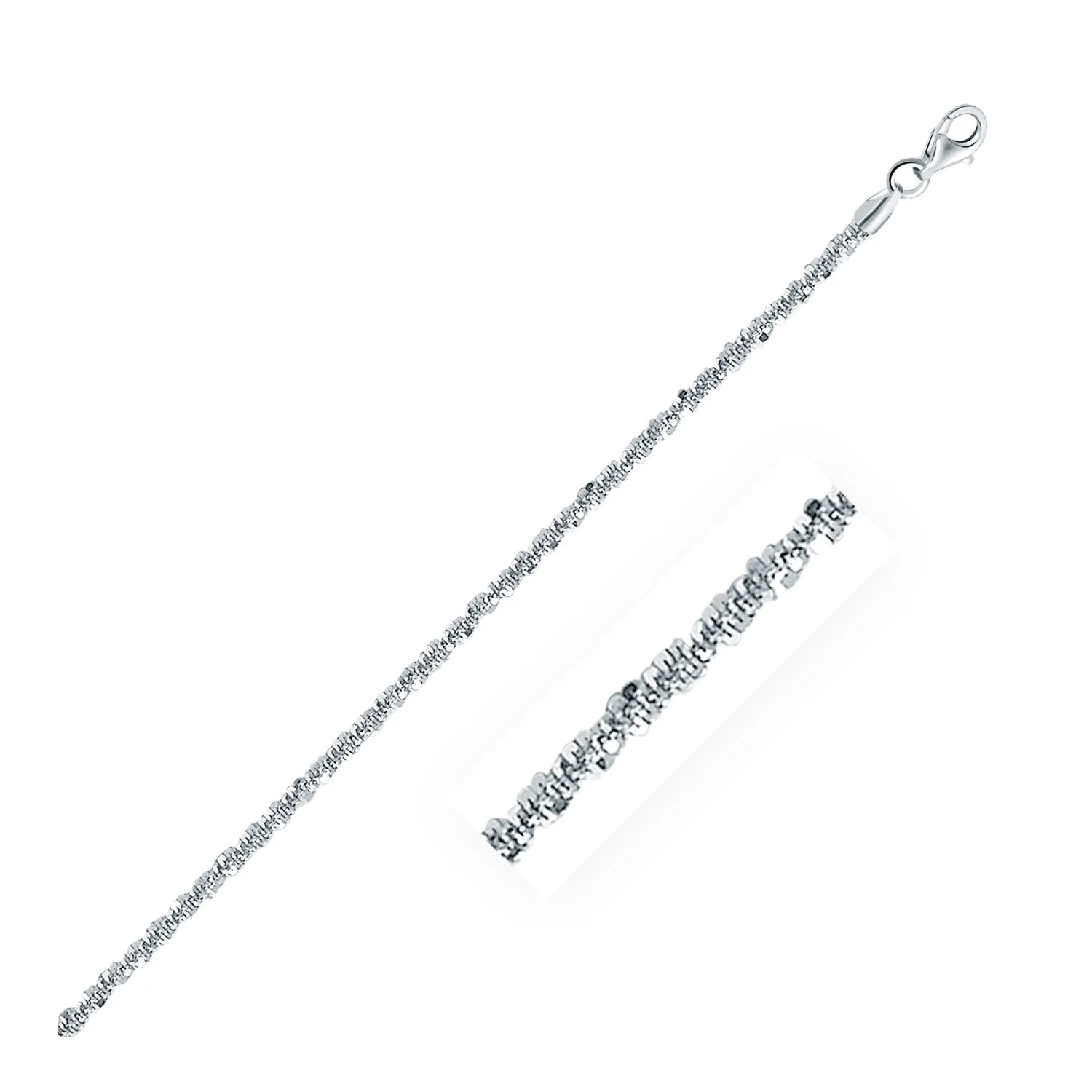 Rhodium Plated 2.2mm Sterling Silver Sparkle Style Chain - Image 5