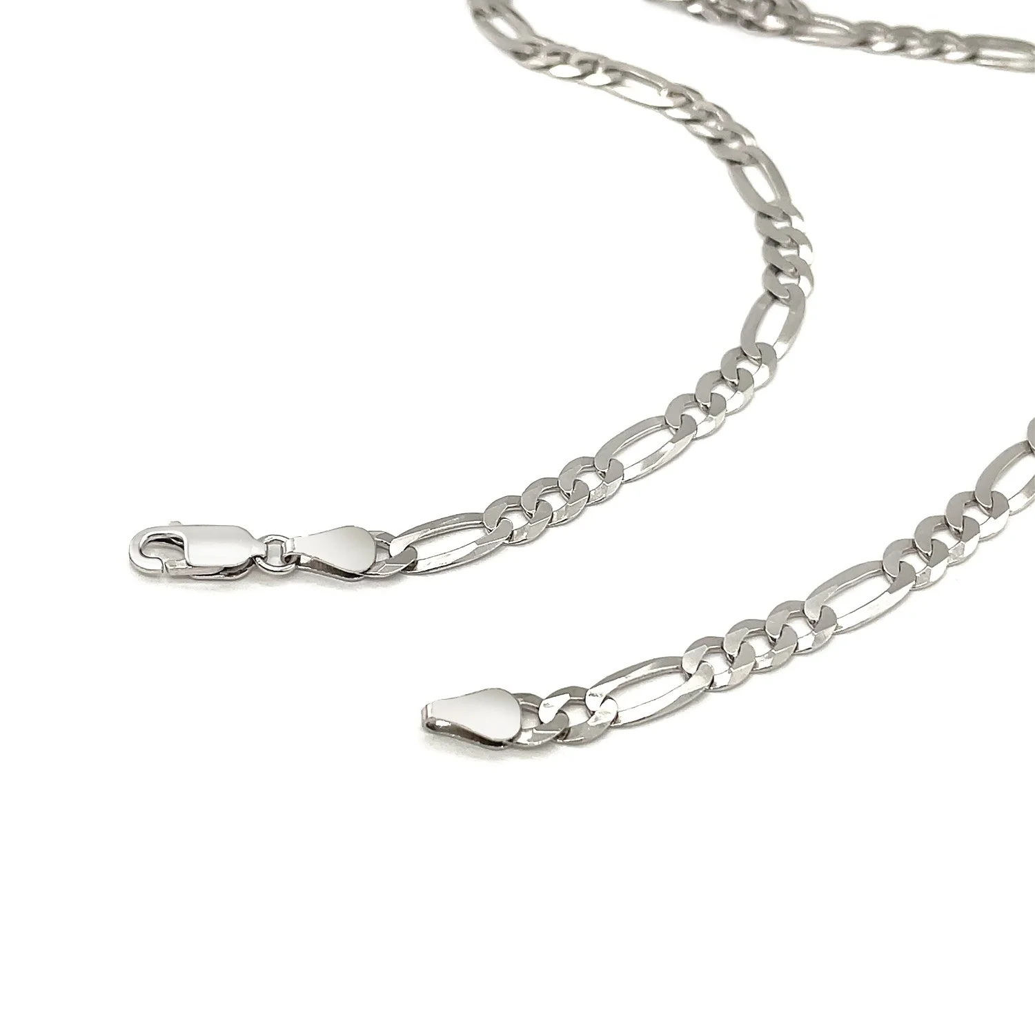Rhodium Plated 5.5mm Sterling Silver Figaro Style Chain - Image 10
