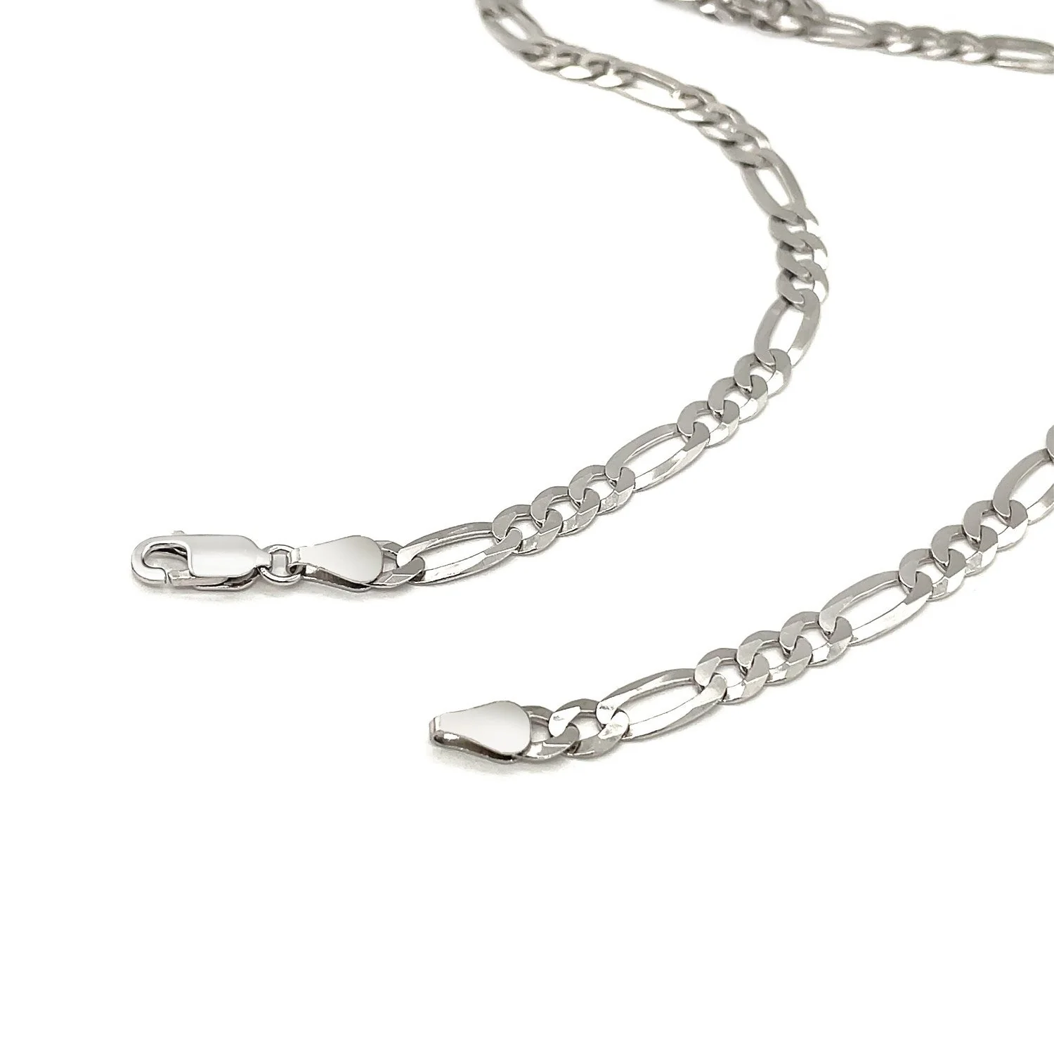 Rhodium Plated 5.5mm Sterling Silver Figaro Style Chain - Image 3