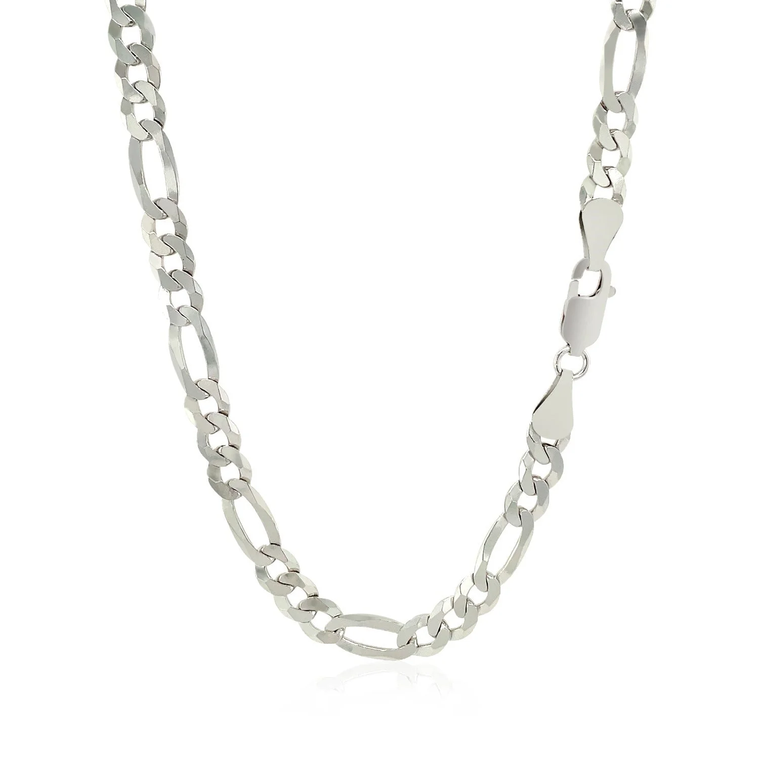 Rhodium Plated 5.5mm Sterling Silver Figaro Style Chain - Image 4