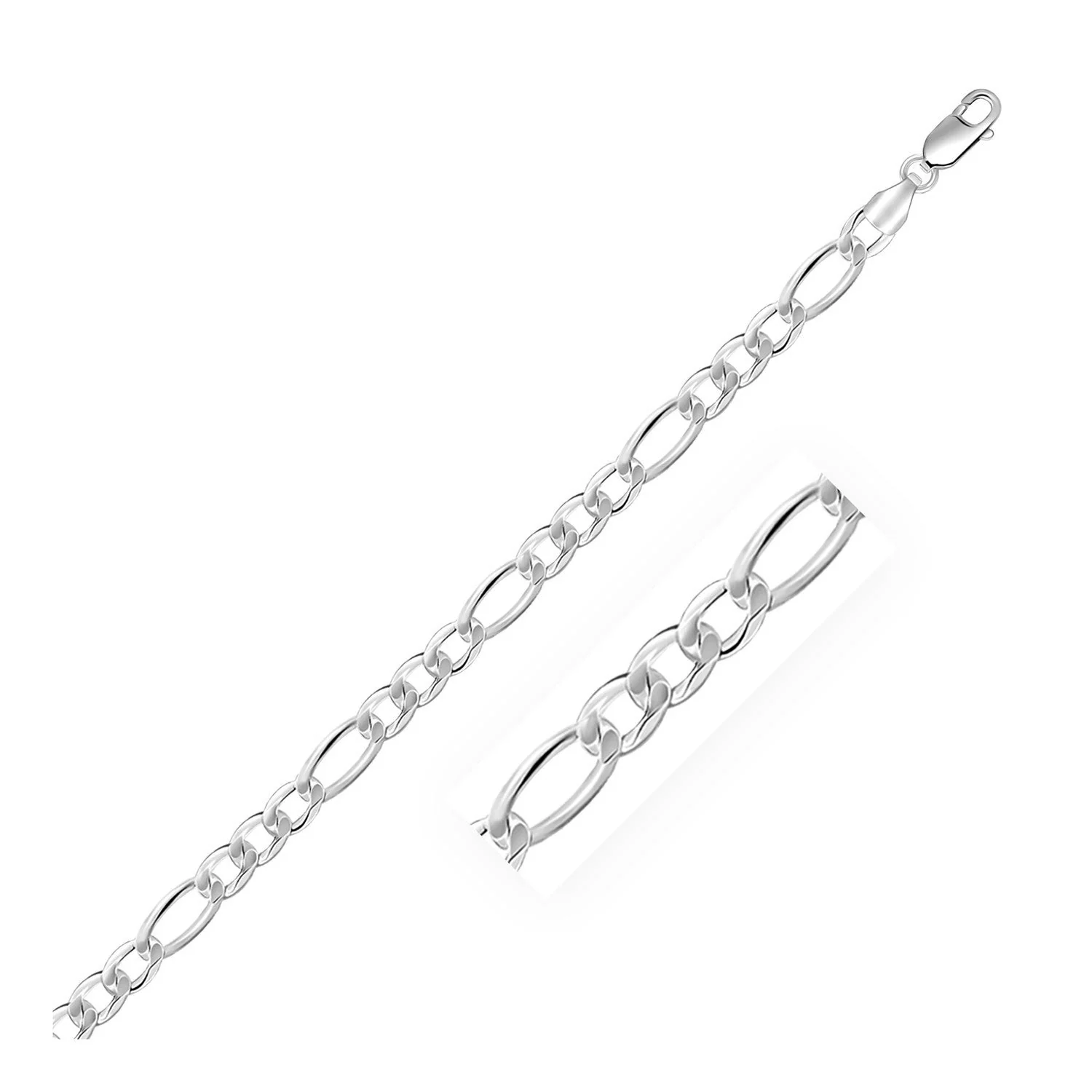 Rhodium Plated 5.5mm Sterling Silver Figaro Style Chain - Image 6