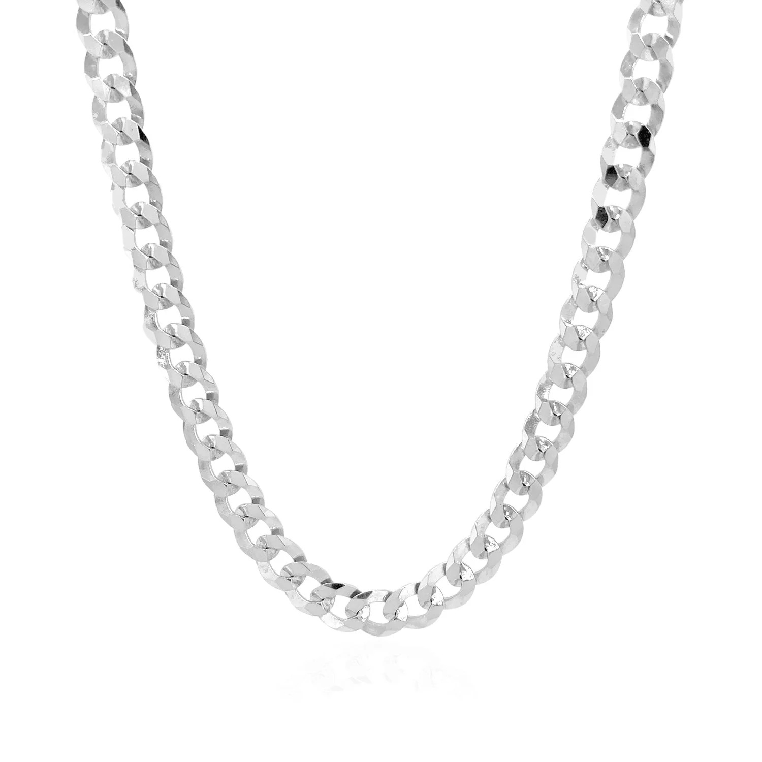 Rhodium Plated 5.6mm Sterling Silver Curb Style Chain - Image 6