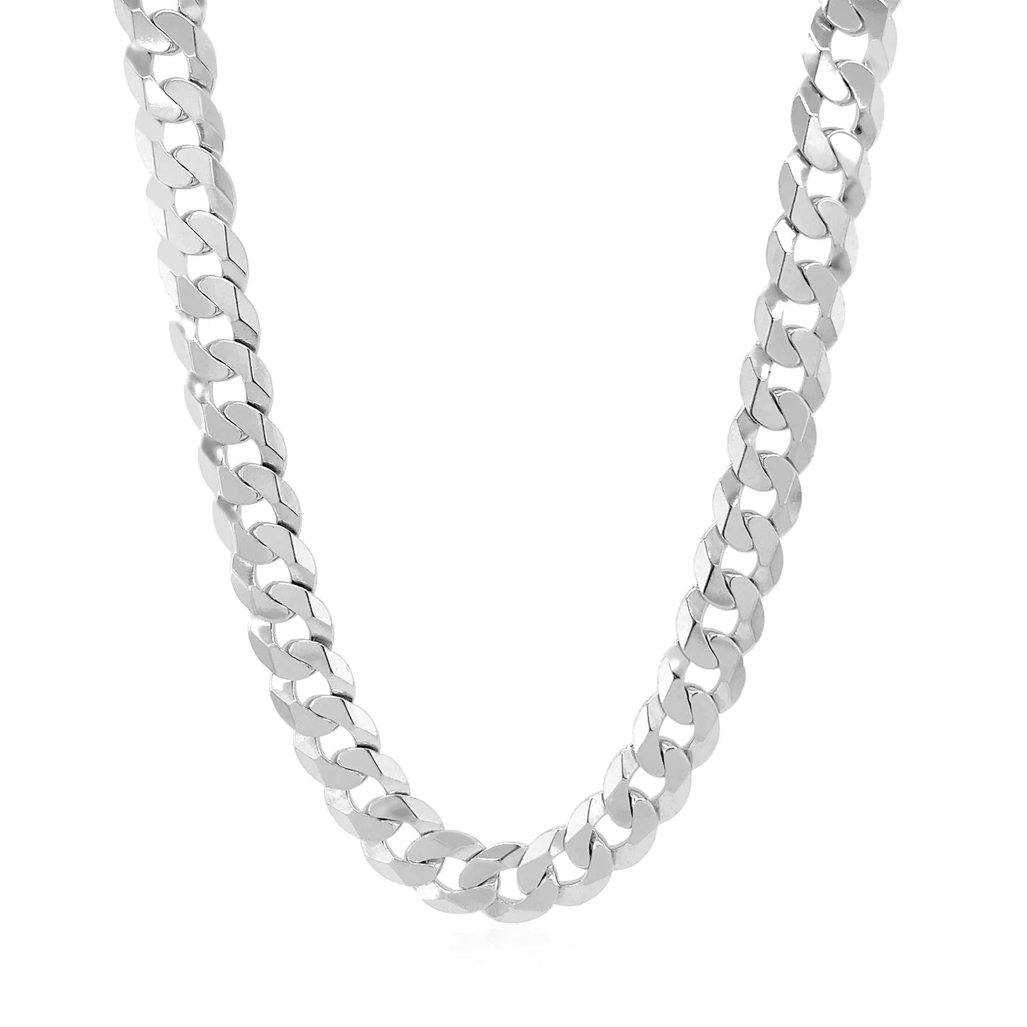 Rhodium Plated 7.2mm Sterling Silver Curb Style Chain - Image 6