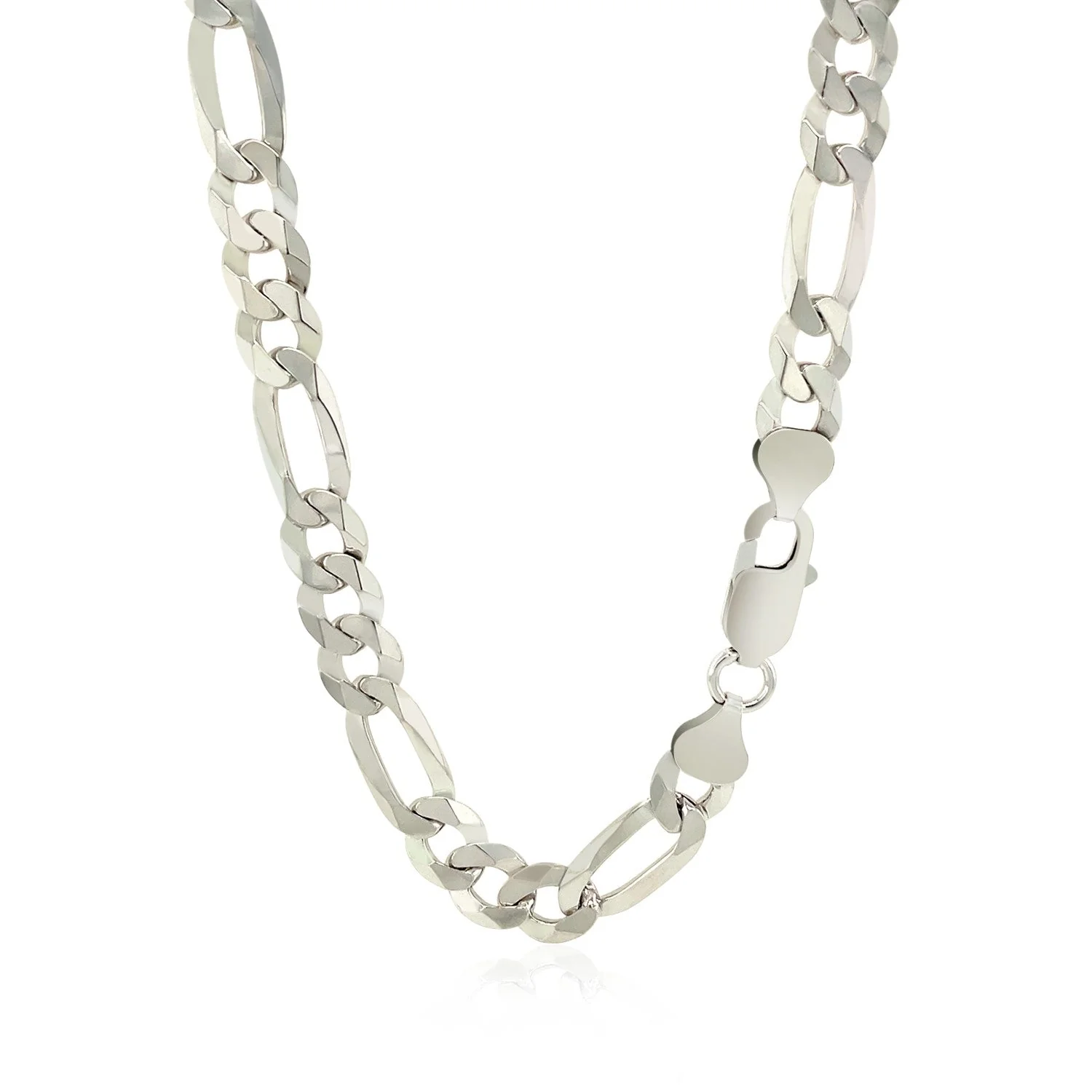 Rhodium Plated 8.1mm Sterling Silver Figaro Style Chain - Image 5