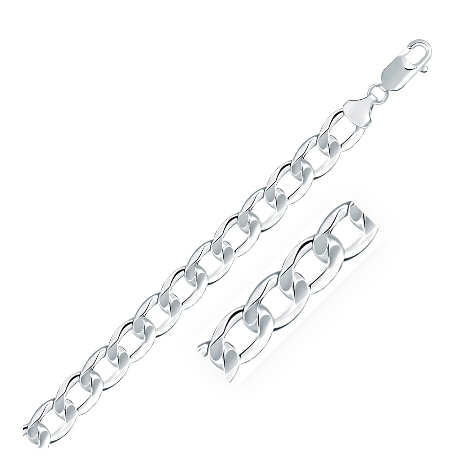 Rhodium Plated 8.4mm Sterling Silver Curb Style Chain - Image 5