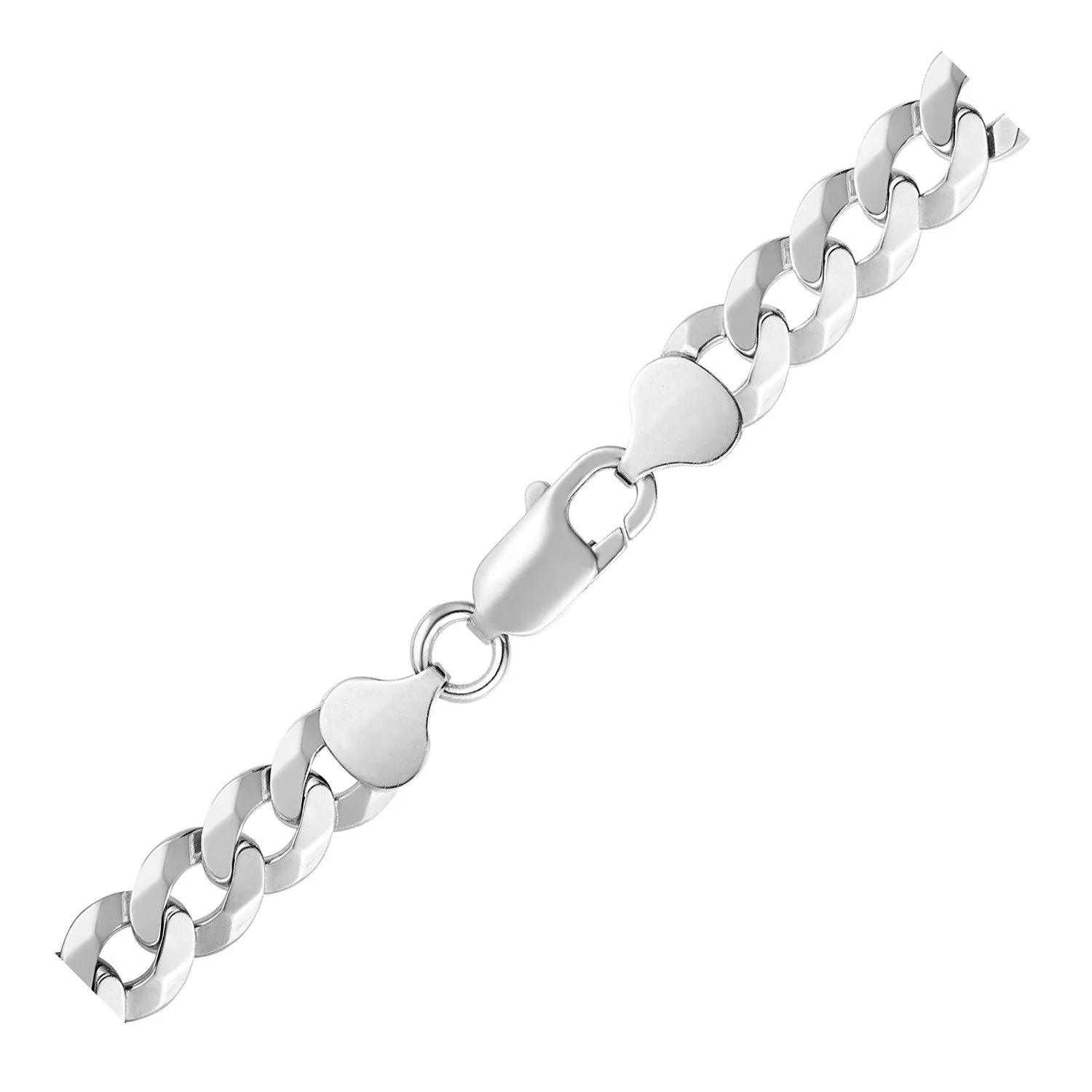 Rhodium Plated 8.4mm Sterling Silver Curb Style Chain - Image 8