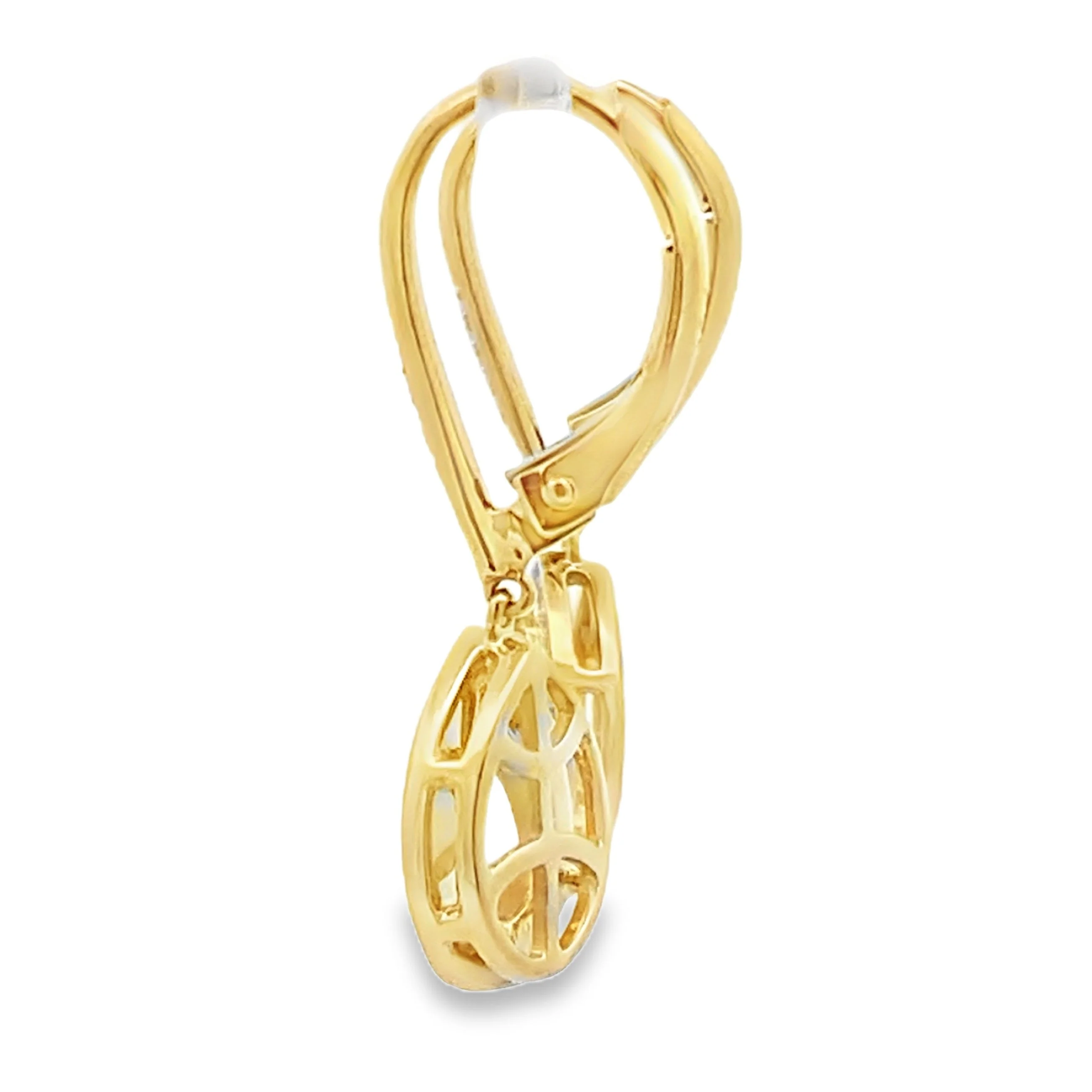 Rose Quartz Diamond Dangle Earrings 10KT Yellow Gold - Image 2