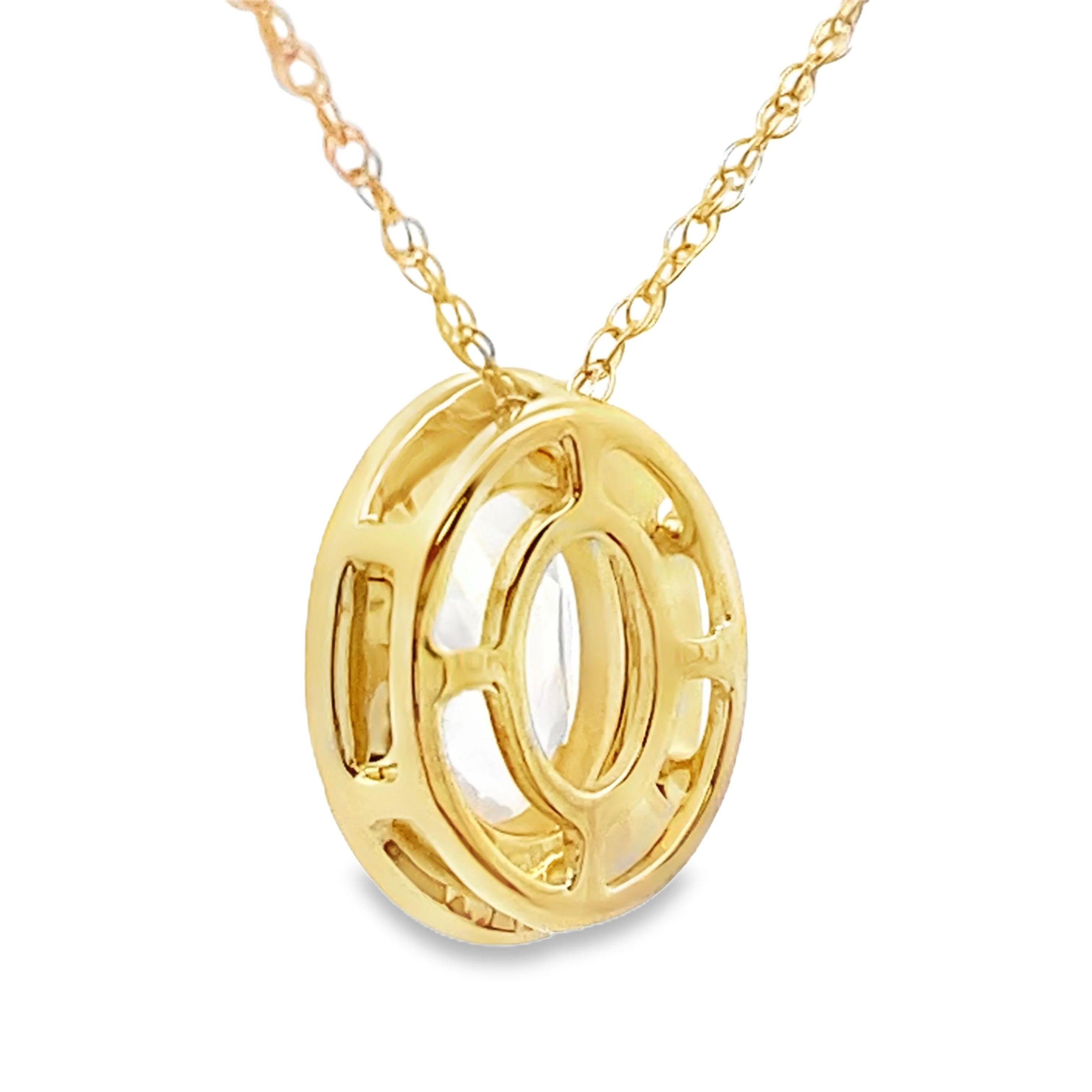 Rose Quartz Diamond Fashion Pendants 10KT Yellow Gold - Image 2