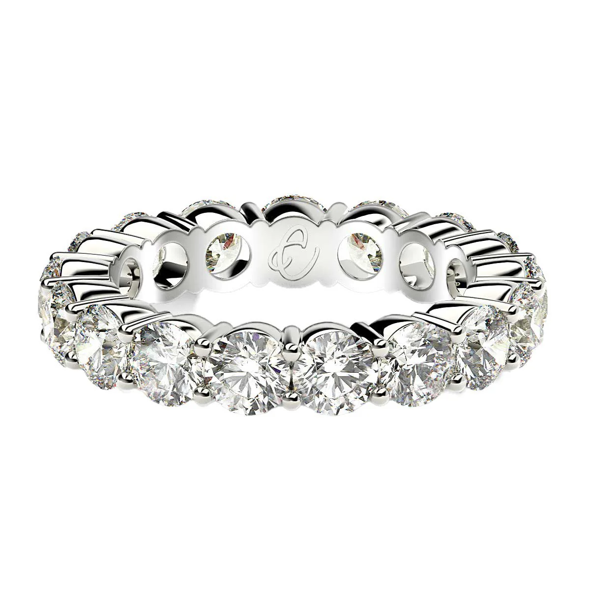 Round Cut Lab Grown Diamond Eternity Ring in 14k White Gold (3 cttw FG/VS2) - Image 2