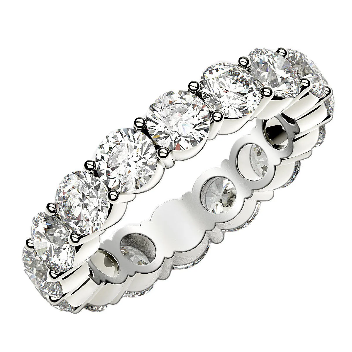 Round Cut Lab Grown Diamond Eternity Ring in 14k White Gold (4 cttw FG/VS2) - Image 7
