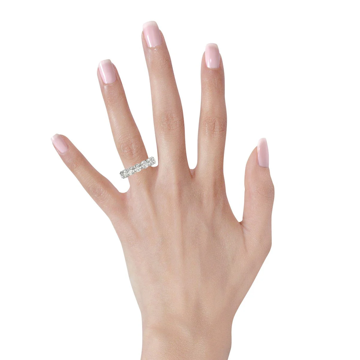 Round Cut Lab Grown Diamond Eternity Ring in 14k White Gold (6 cttw FG/VS2) - Image 11