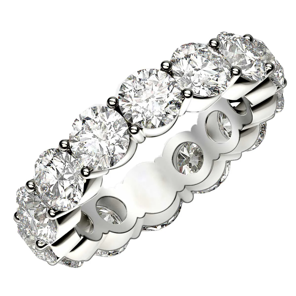 Round Cut Lab Grown Diamond Eternity Ring in 14k White Gold (6 cttw FG/VS2) - Image 7