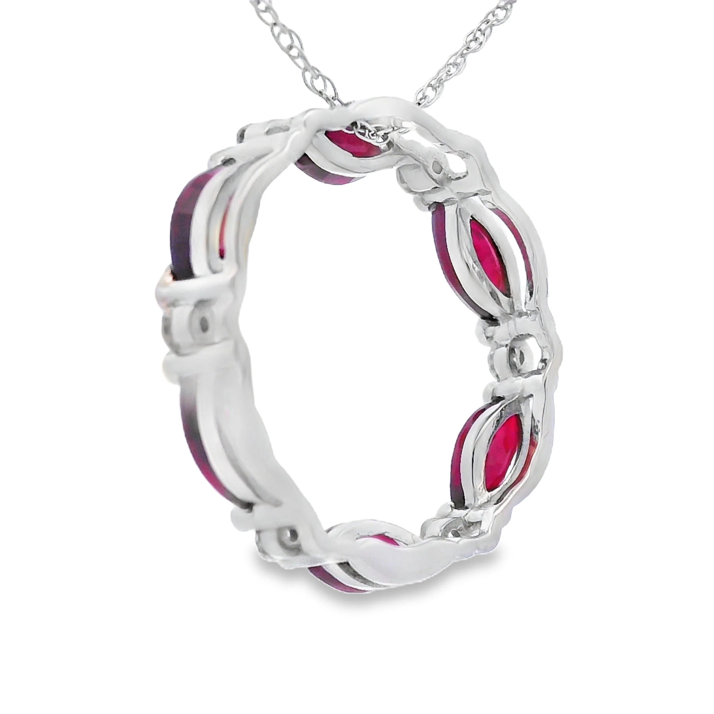Ruby Diamond Circle of Love Pendant 10KT White Gold - Image 2