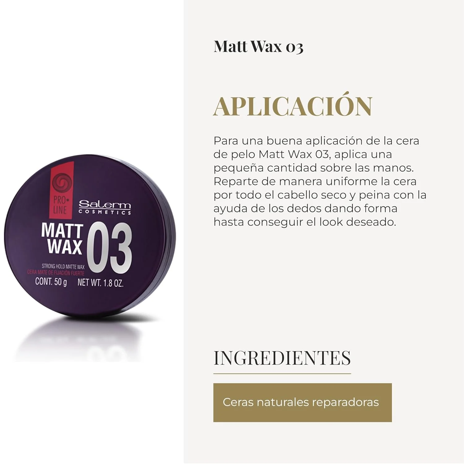 SALERM - Hair Wax - Pro Line Matt Wax 1.8 0z - Image 2