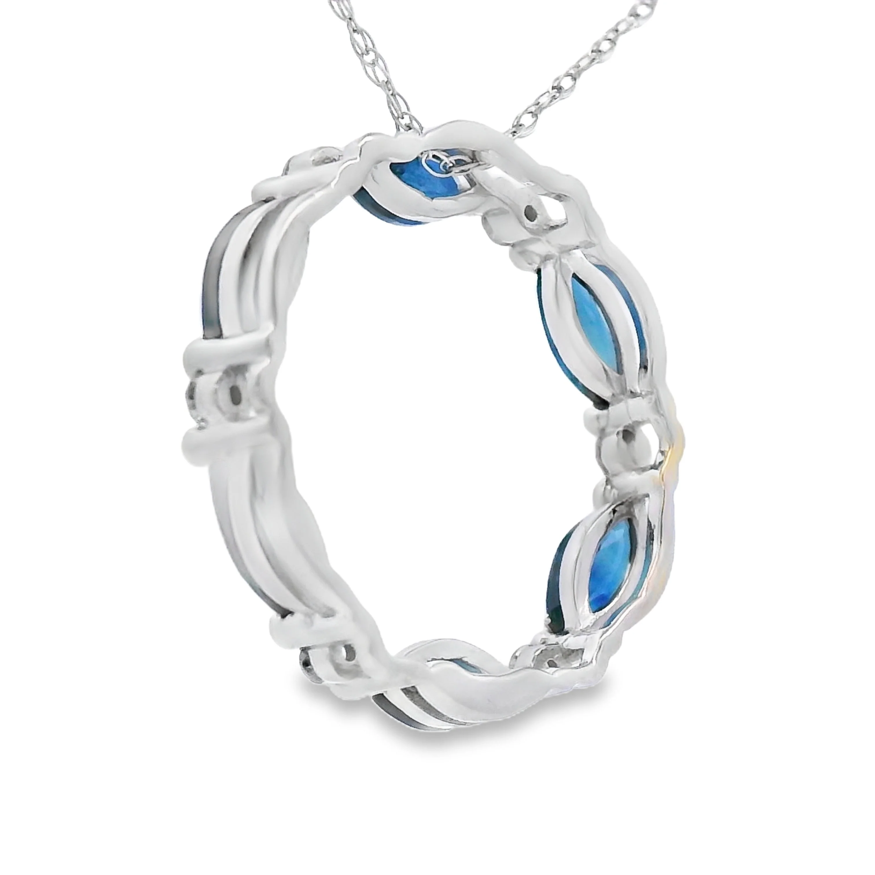 Sapphire Diamond Circle of Love Pendant 10KT White Gold - Image 2