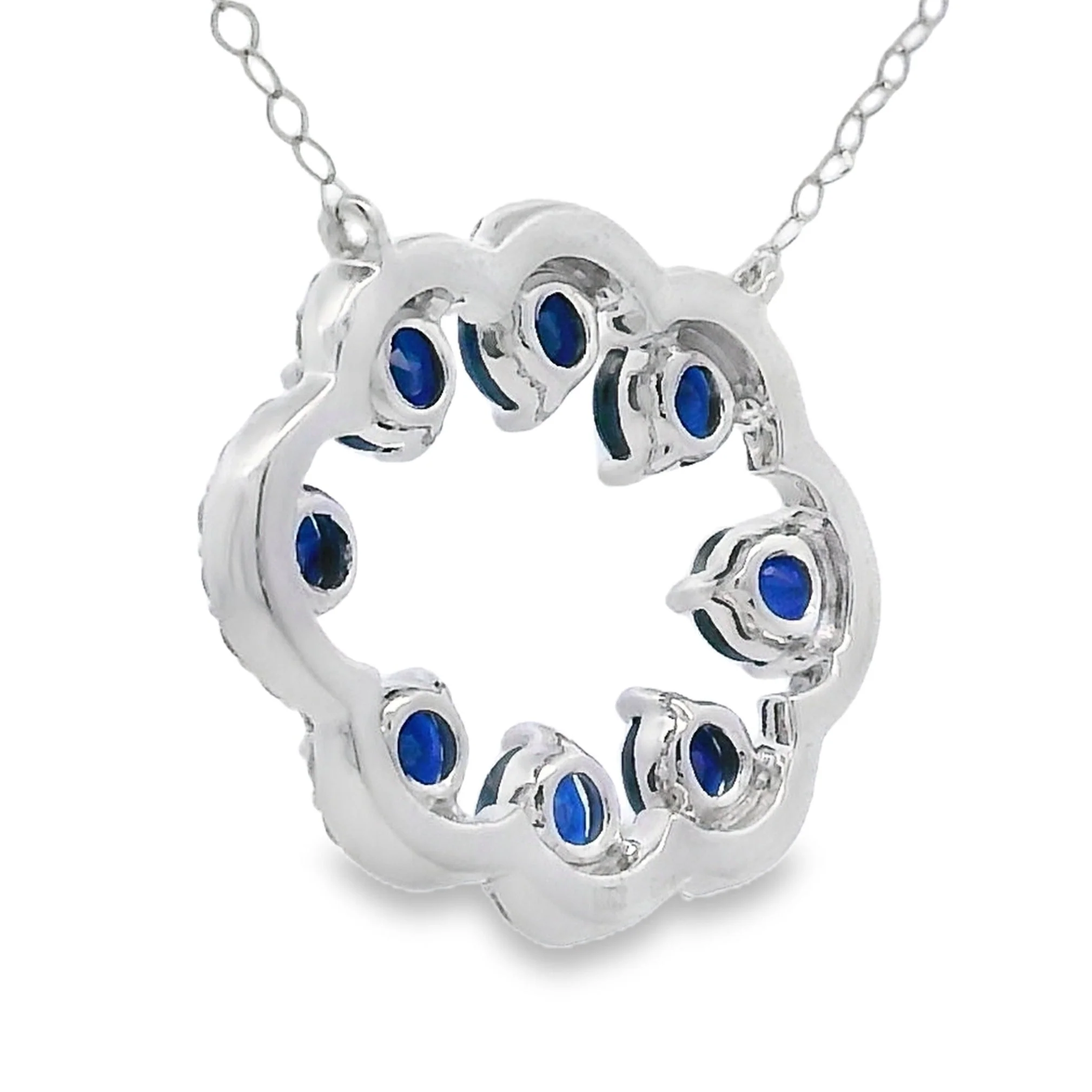 Sapphire Diamond Fashion Pendants 14KT White Gold - Image 2