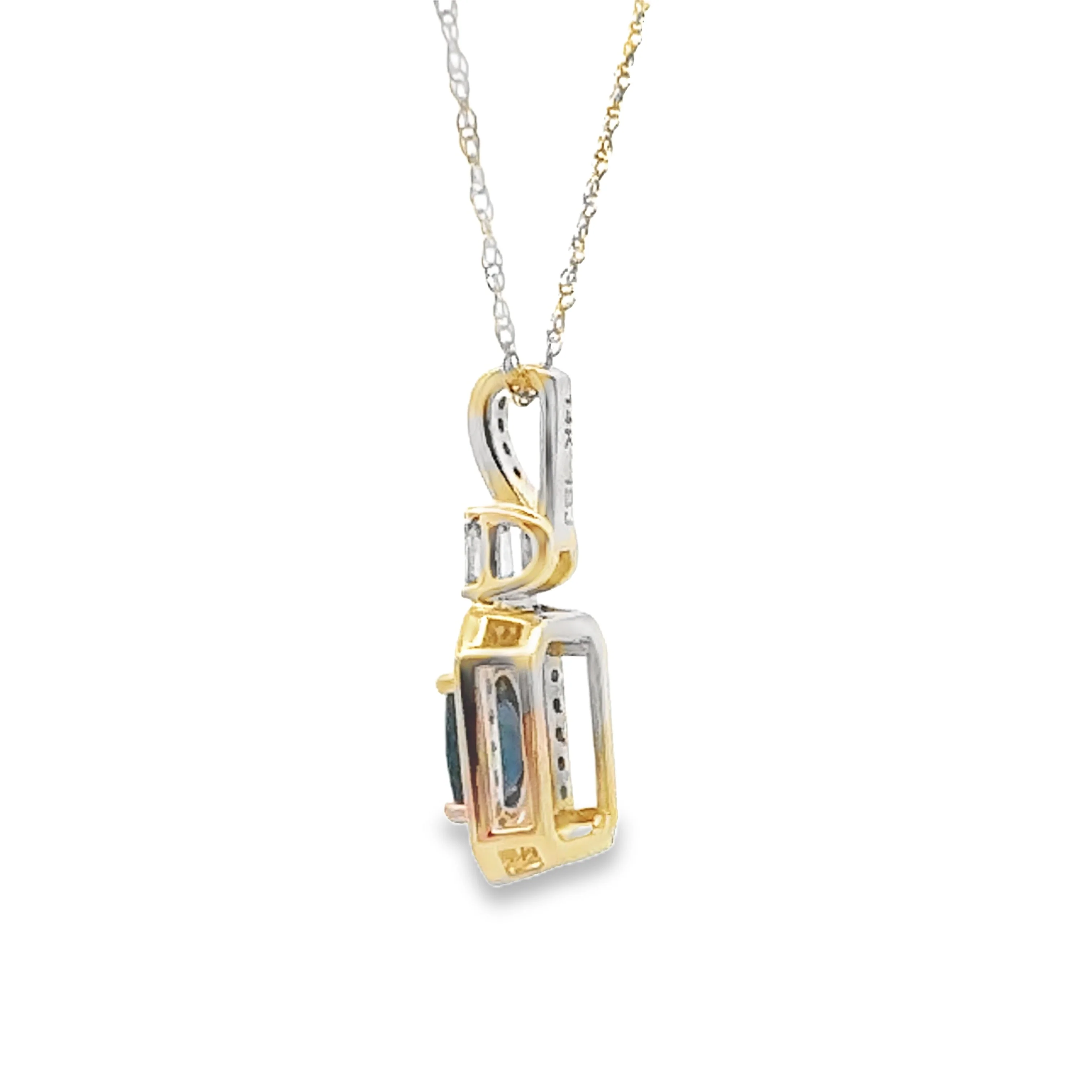 Sapphire Diamond Fashion Pendants 14KT Yellow Gold - Image 2