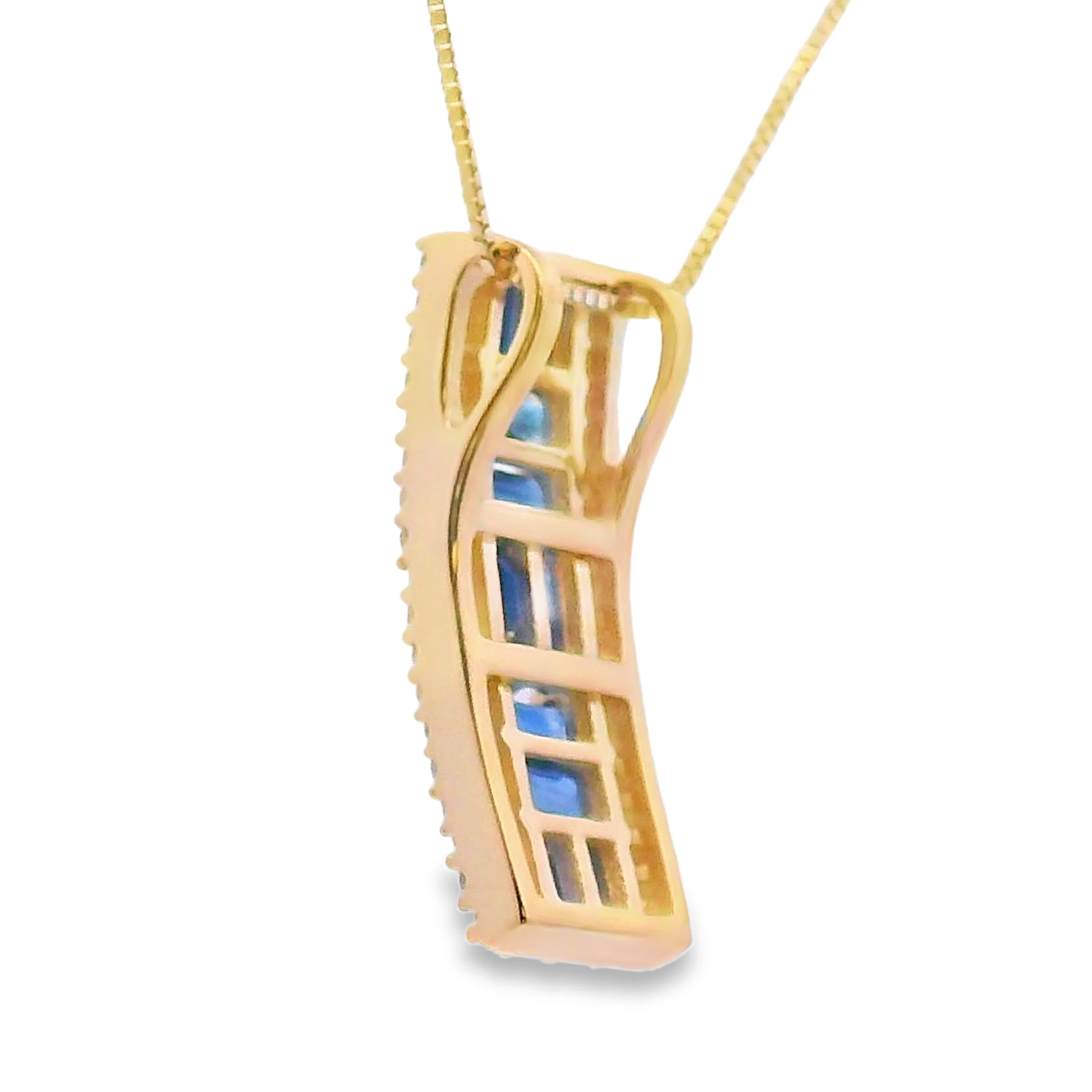 Sapphire Diamond Fashion Pendants 14KT Yellow Gold - Image 2