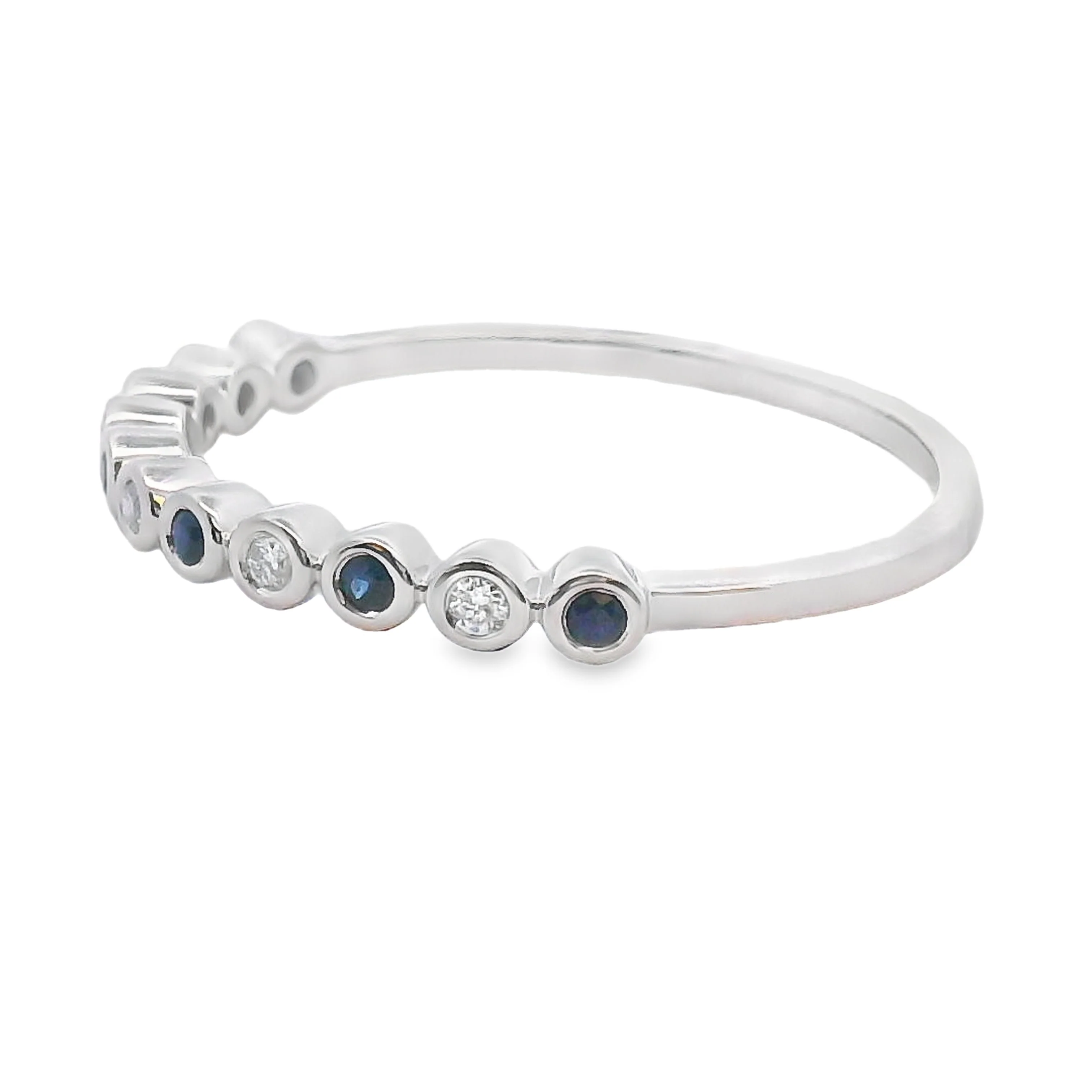 Sapphire Diamond stackable band set 14KT White Gold - Image 2