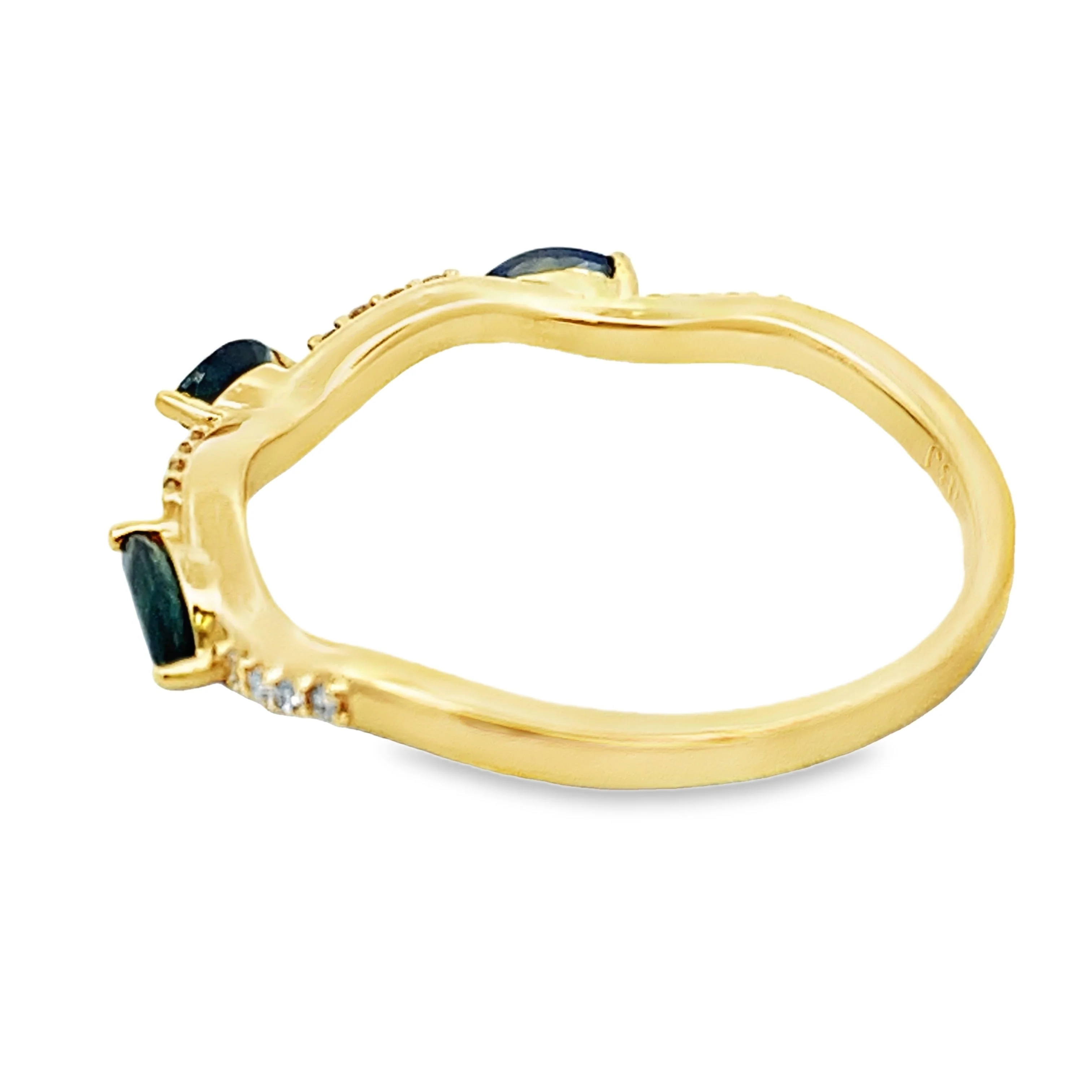 Sapphire Diamond stackable band set 14KT Yellow Gold - Image 2