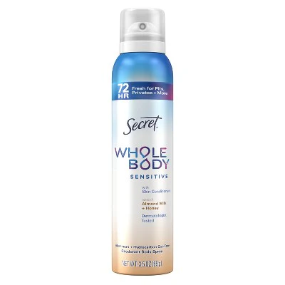 Secret Whole Body Deodorant Spray Almond Honey 3.5oz - New
