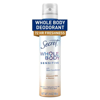 Secret Whole Body Deodorant Spray Almond Honey 3.5oz - New - Image 15