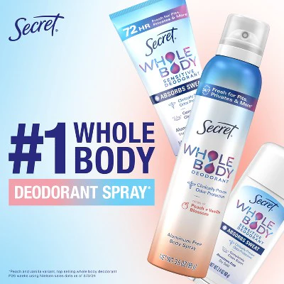 Secret Whole Body Deodorant Spray Almond Honey 3.5oz - New - Image 2