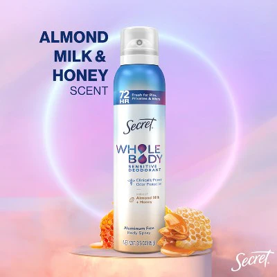 Secret Whole Body Deodorant Spray Almond Honey 3.5oz - New - Image 8