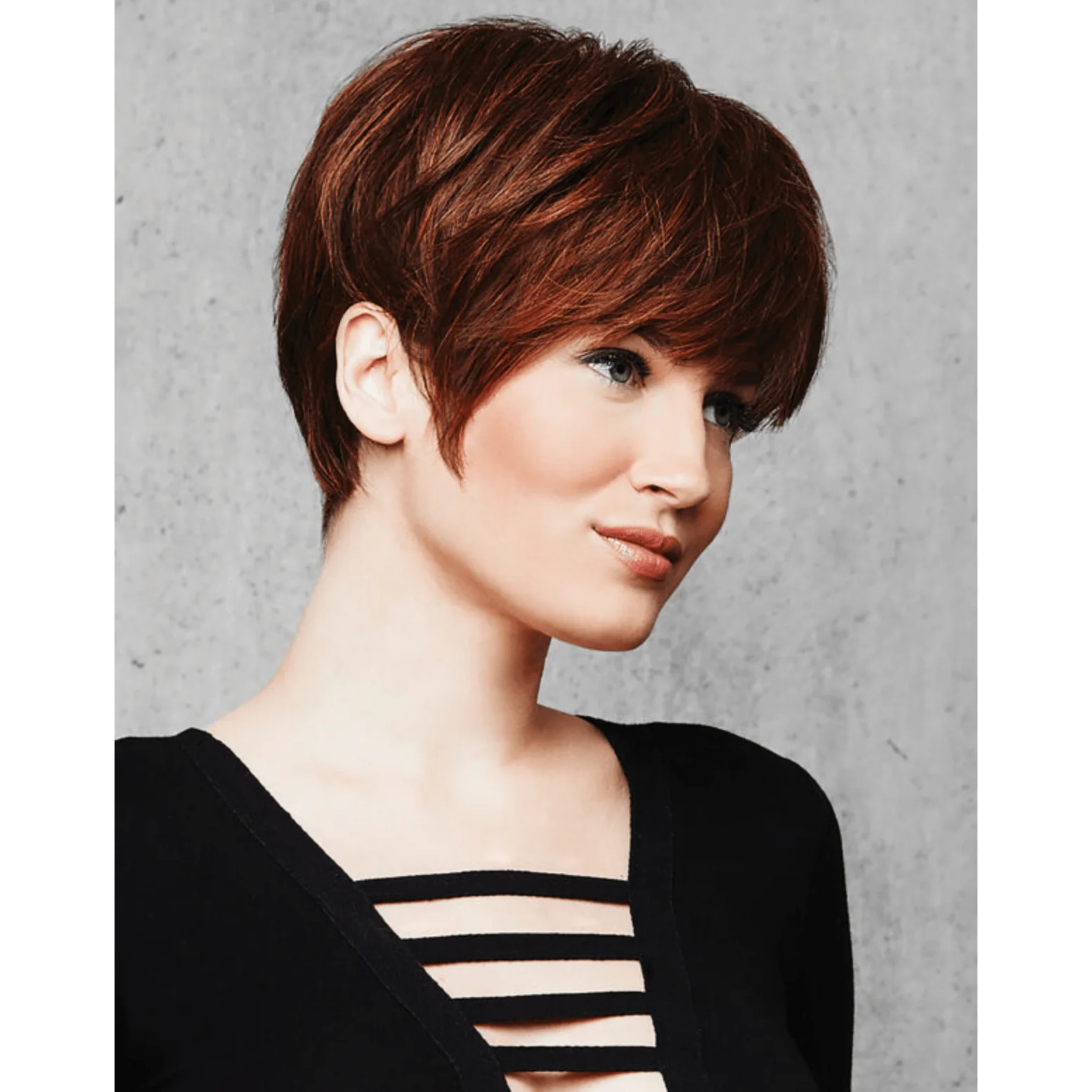 Short Textured Pixie Cut Wig Color R3025S+ Glazed Cinnamon - Hairdo Wigs 5 Length Boy Cut Tapered Layers Bangs TRU2LIFE Heat Friendly Synthetic