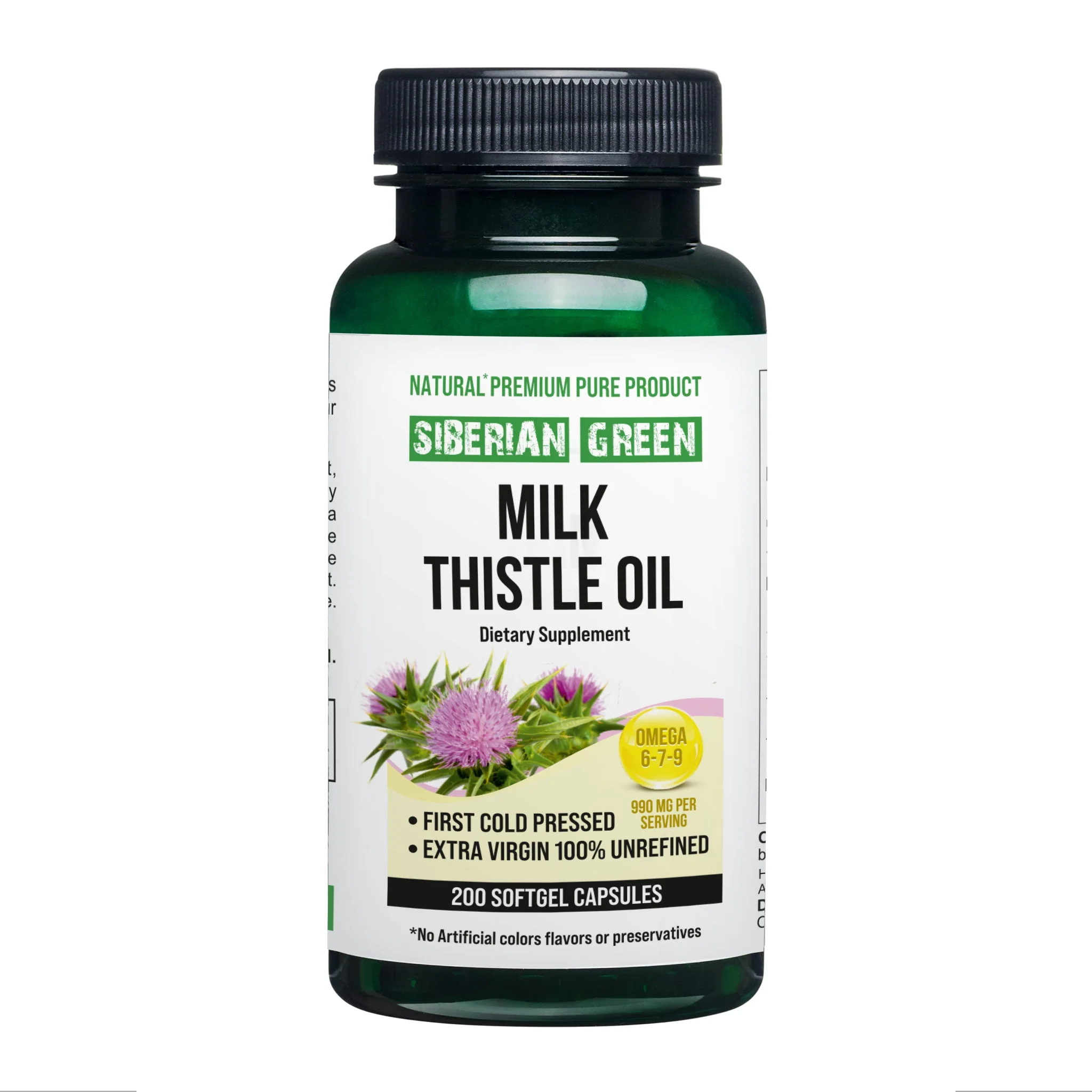 Siberian Green Milk Thistle Oil Capsules – 200 Count - Image 3