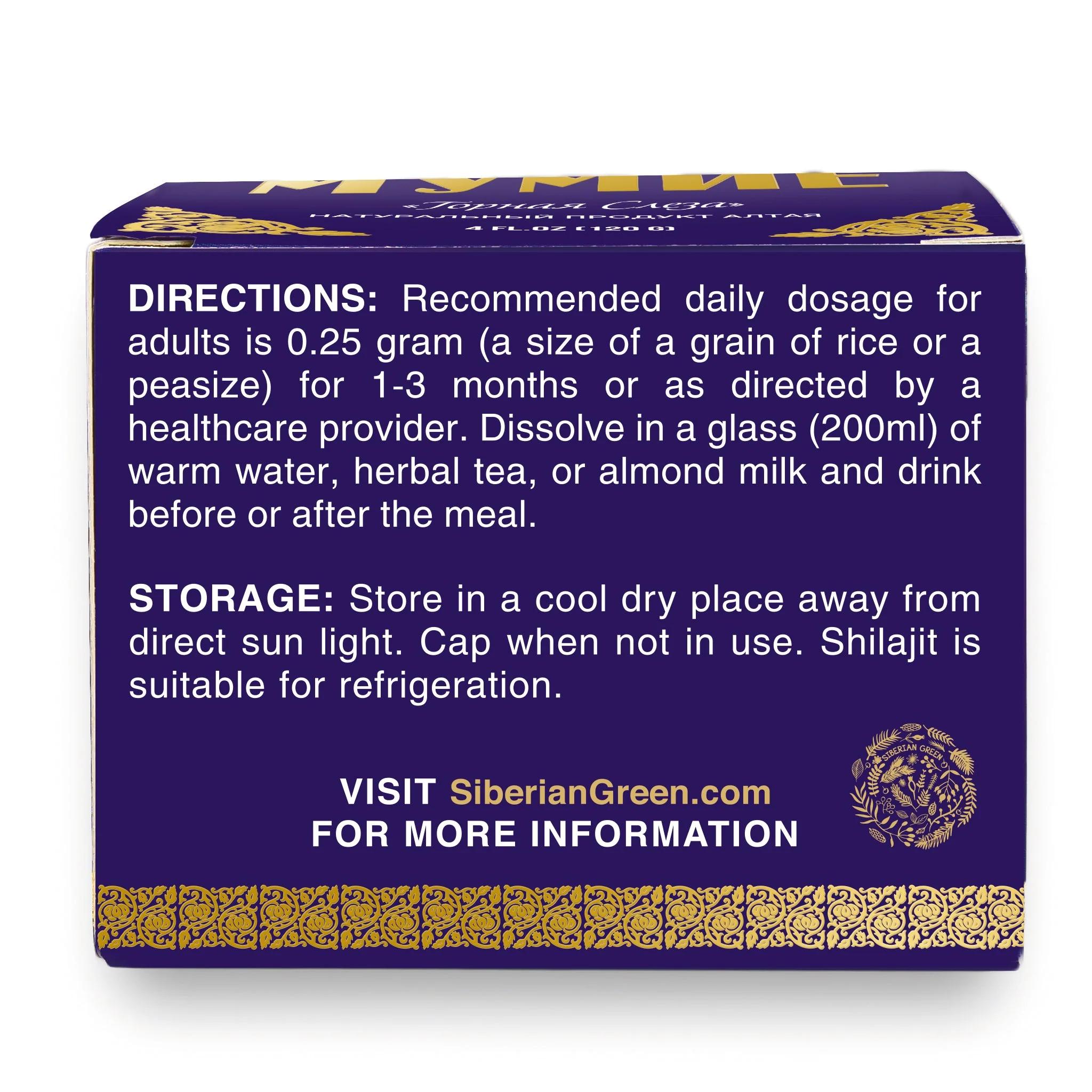 Siberian "Mountain Tear" Pure Premium Sibirska Shilajit Mumijo Resin – 4oz (120ml) - Image 9