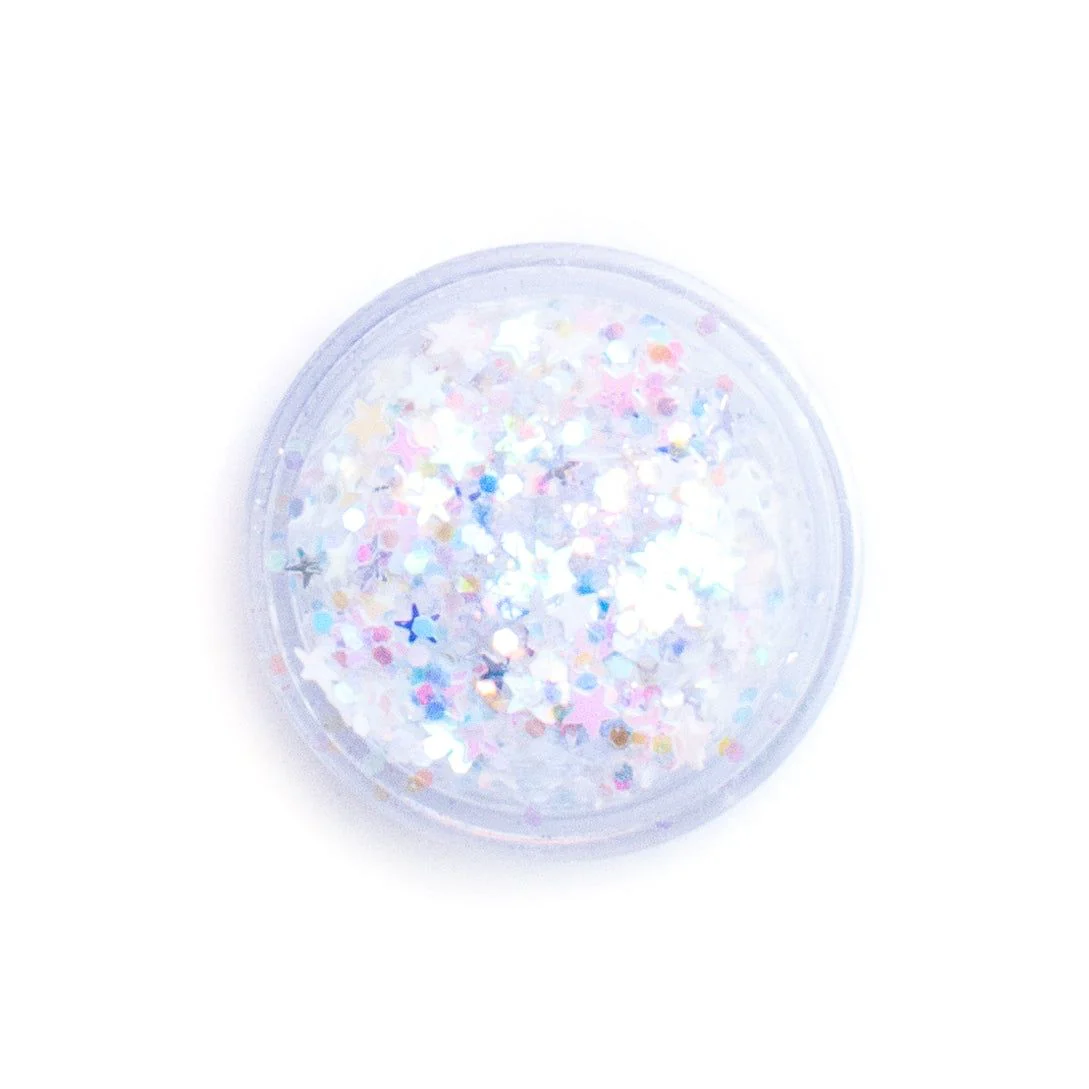 Snow Angel - Iridescent White Glitter with Stars