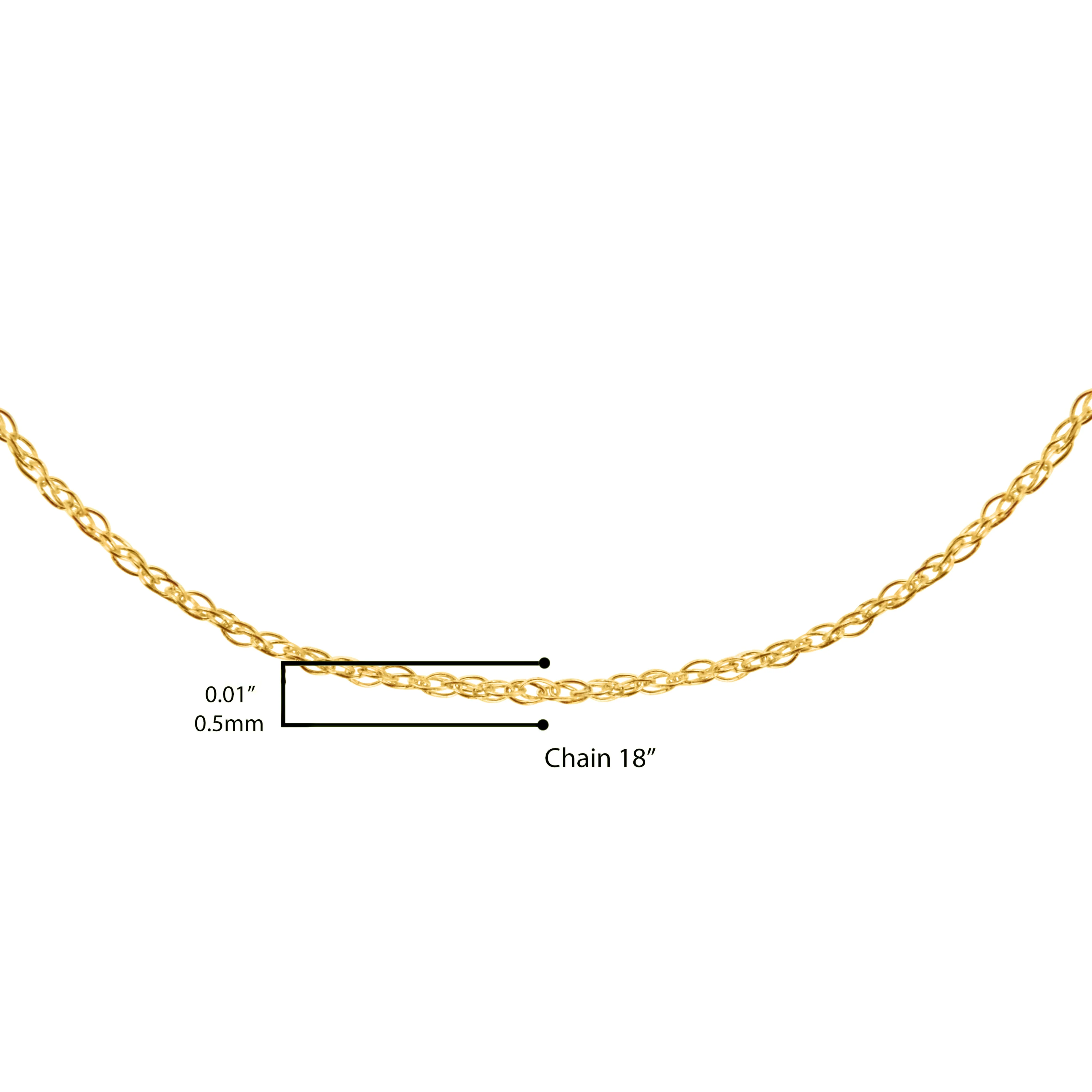 Solid 10K Yellow Gold 0.5mm Slim and Dainty Unisex 18" Rope Chain Necklace - Image 7