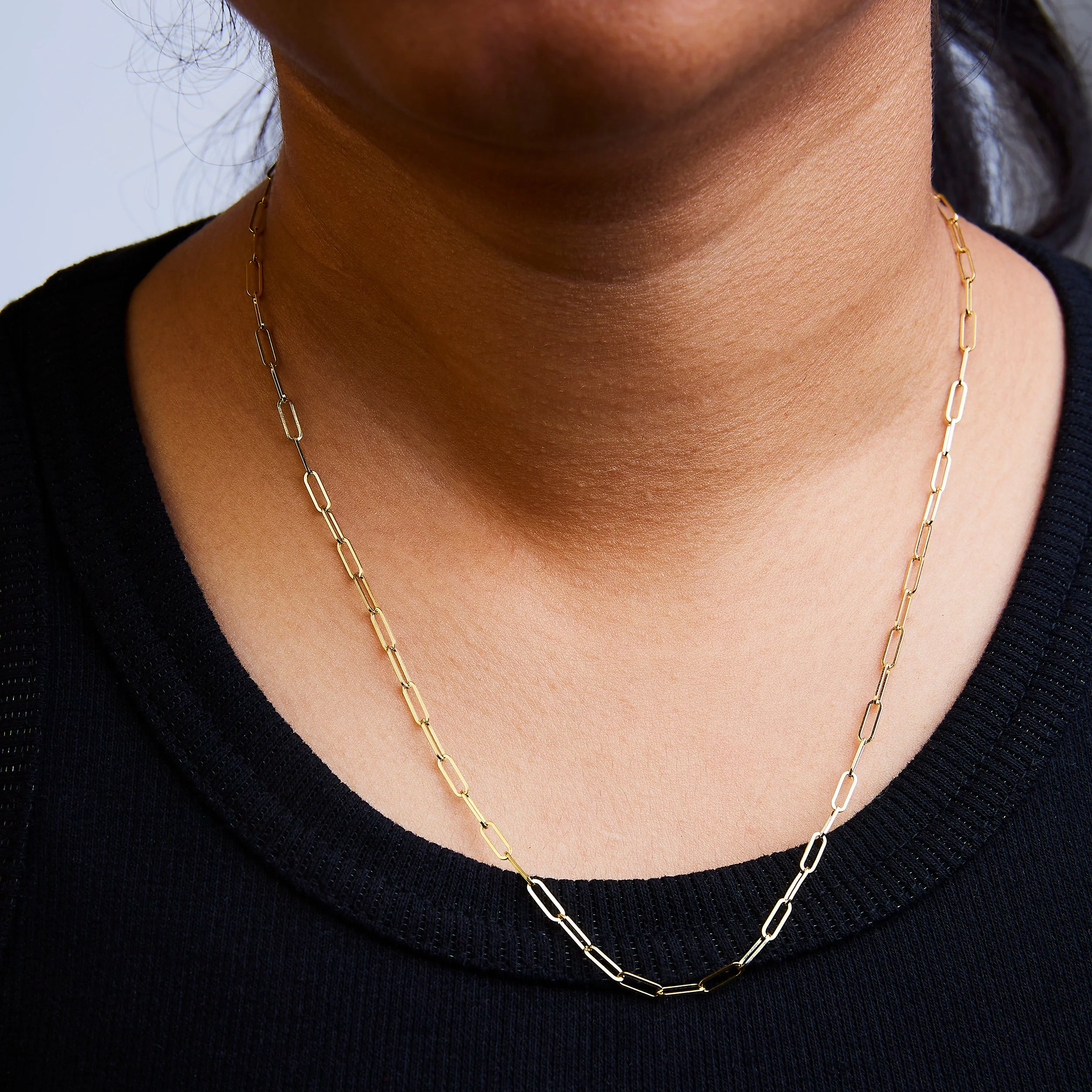 Solid 14K Yellow Gold 2.5mm Paperclip Chain Necklace Unisex 18" Inches - Image 6