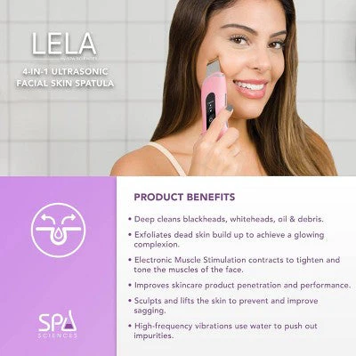 Spa Sciences LELA Ultrasonic Skin Scrubber Spatula Pink - New - Image 3