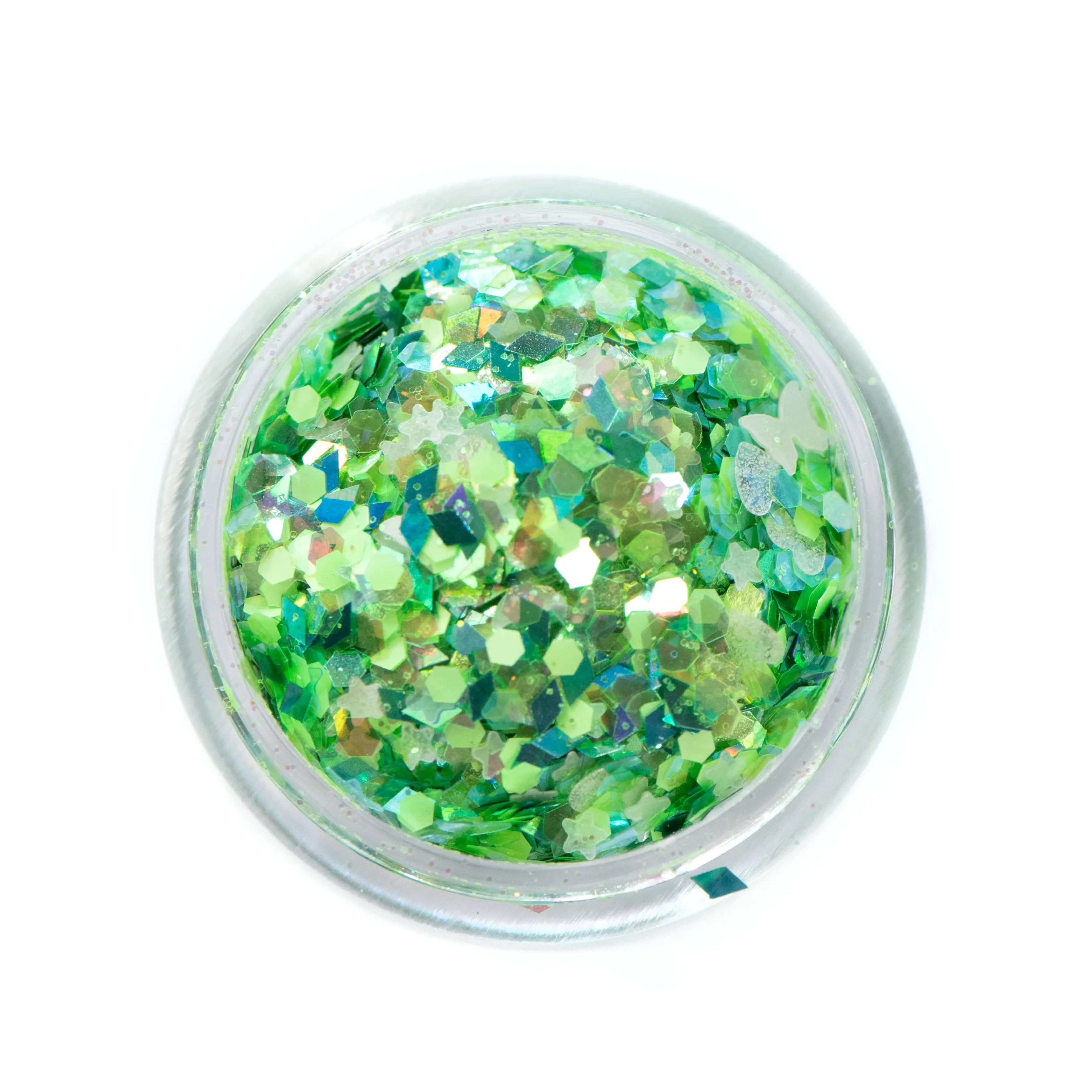 Spring Fling - Chunky Green Glitter Mix with Glow-in-the-Dark Stars - Image 2