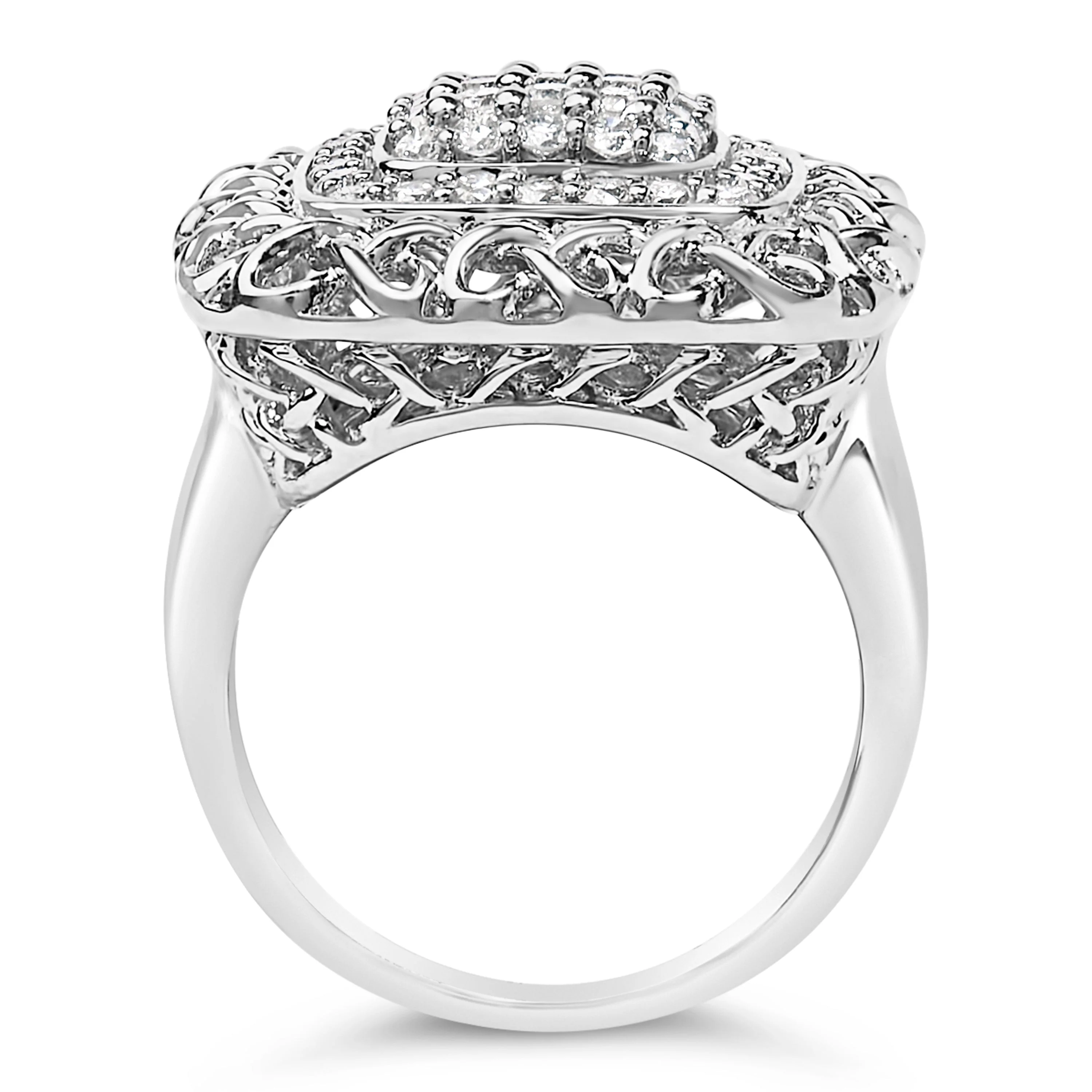 Sterling Silver 1.0 Cttw Diamond Celtic Knot Cocktail Ring - Image 5