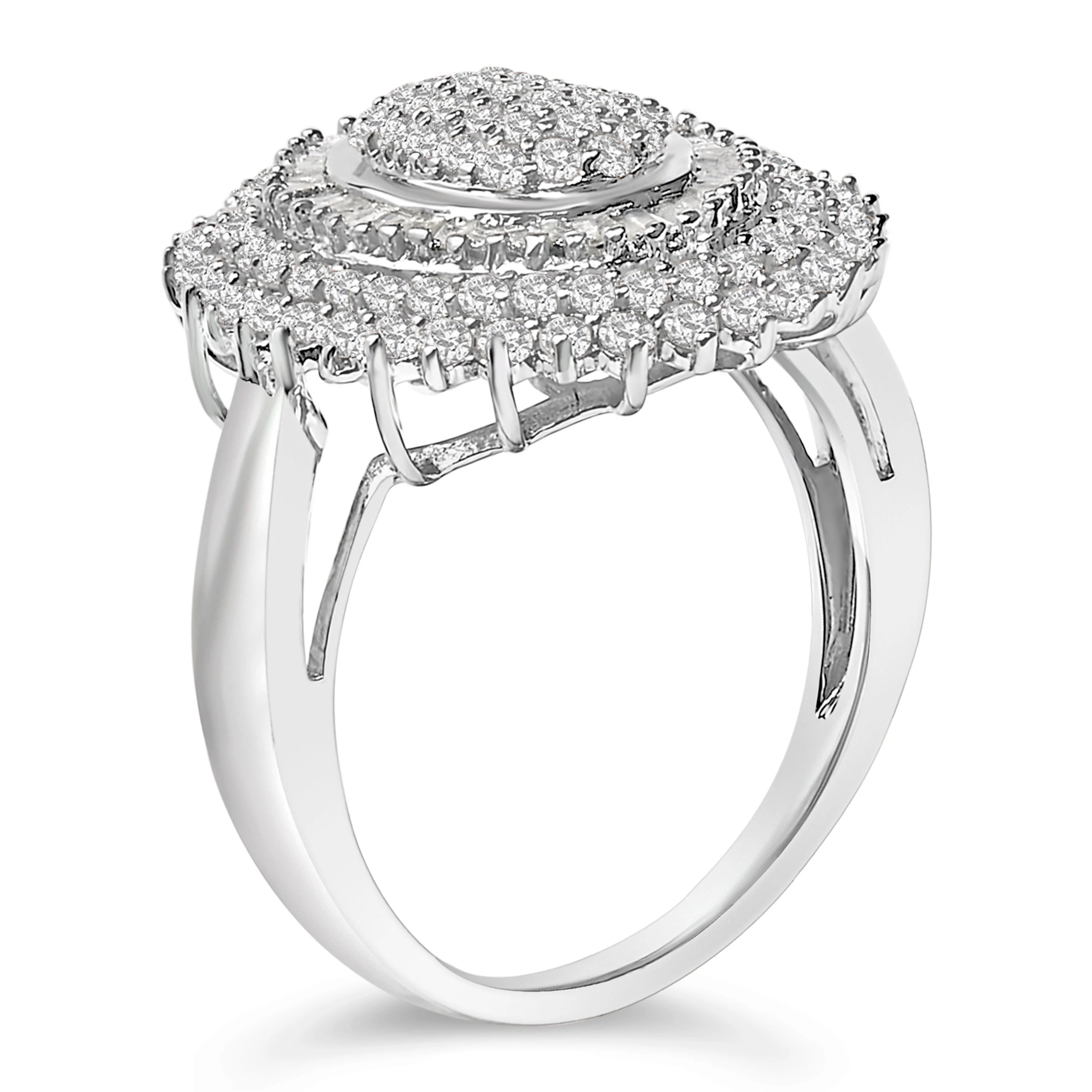 Sterling Silver 2.0 Cttw Diamond Oval Halo Cocktail Ring - Image 3