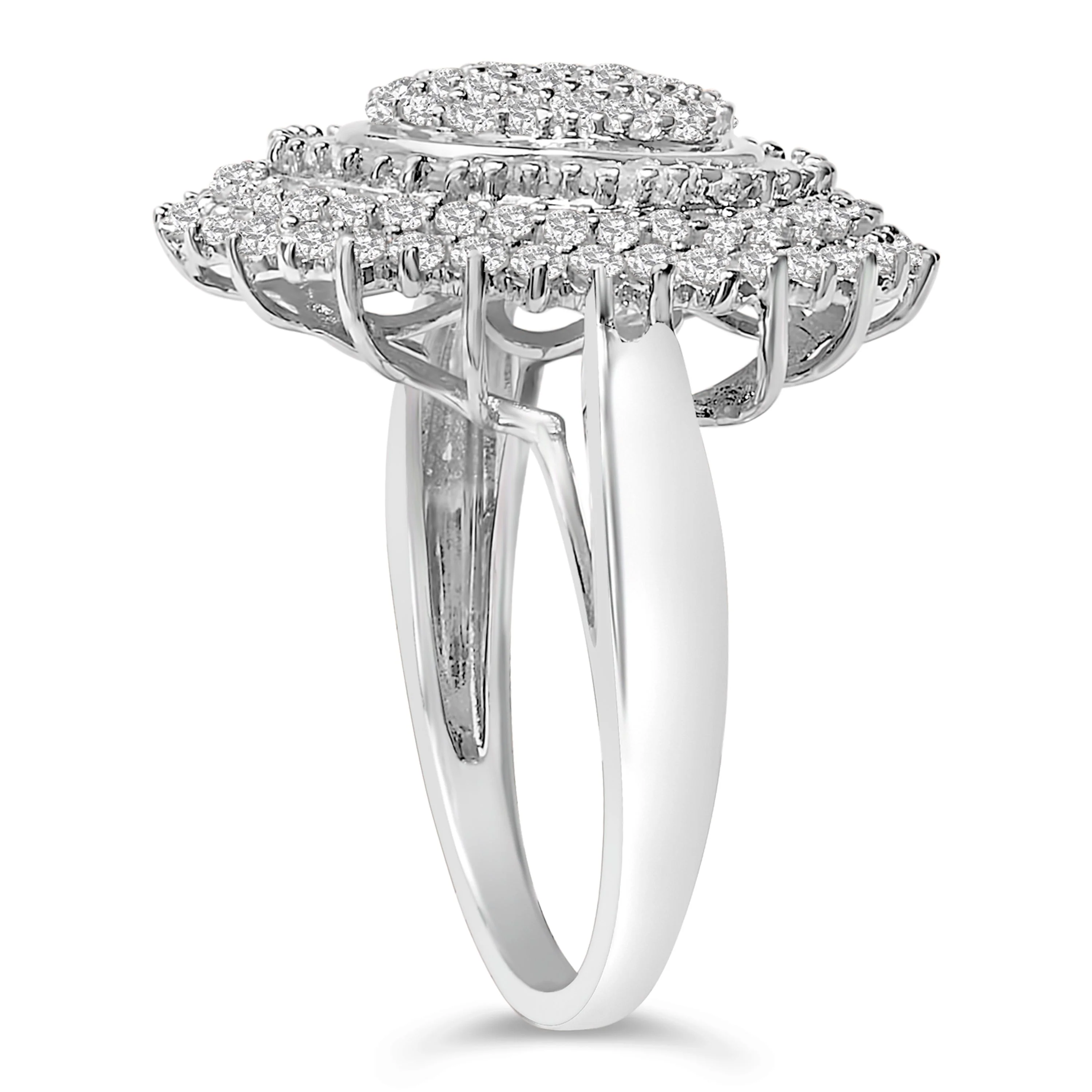 Sterling Silver 2.0 Cttw Diamond Oval Halo Cocktail Ring - Image 4