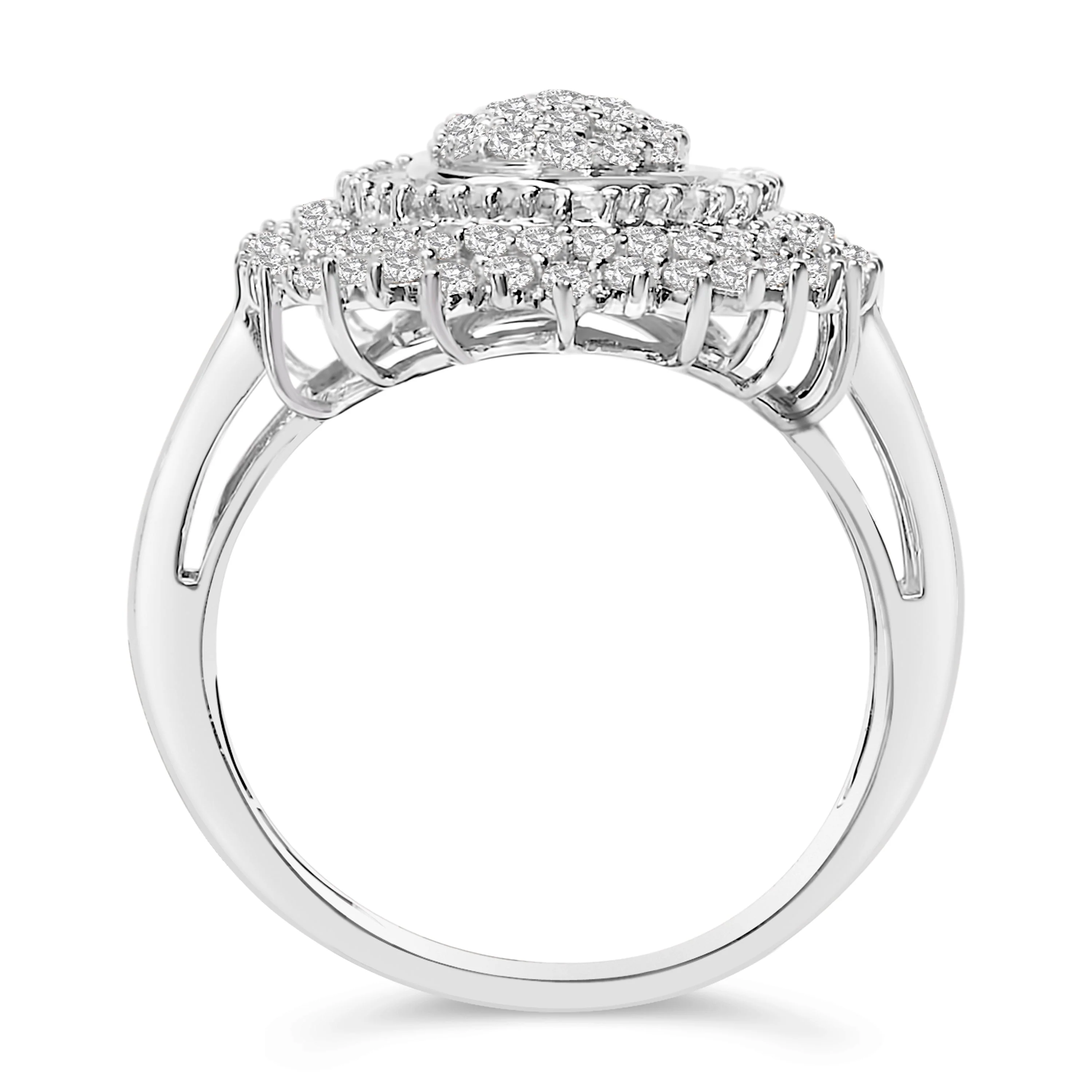 Sterling Silver 2.0 Cttw Diamond Oval Halo Cocktail Ring - Image 5