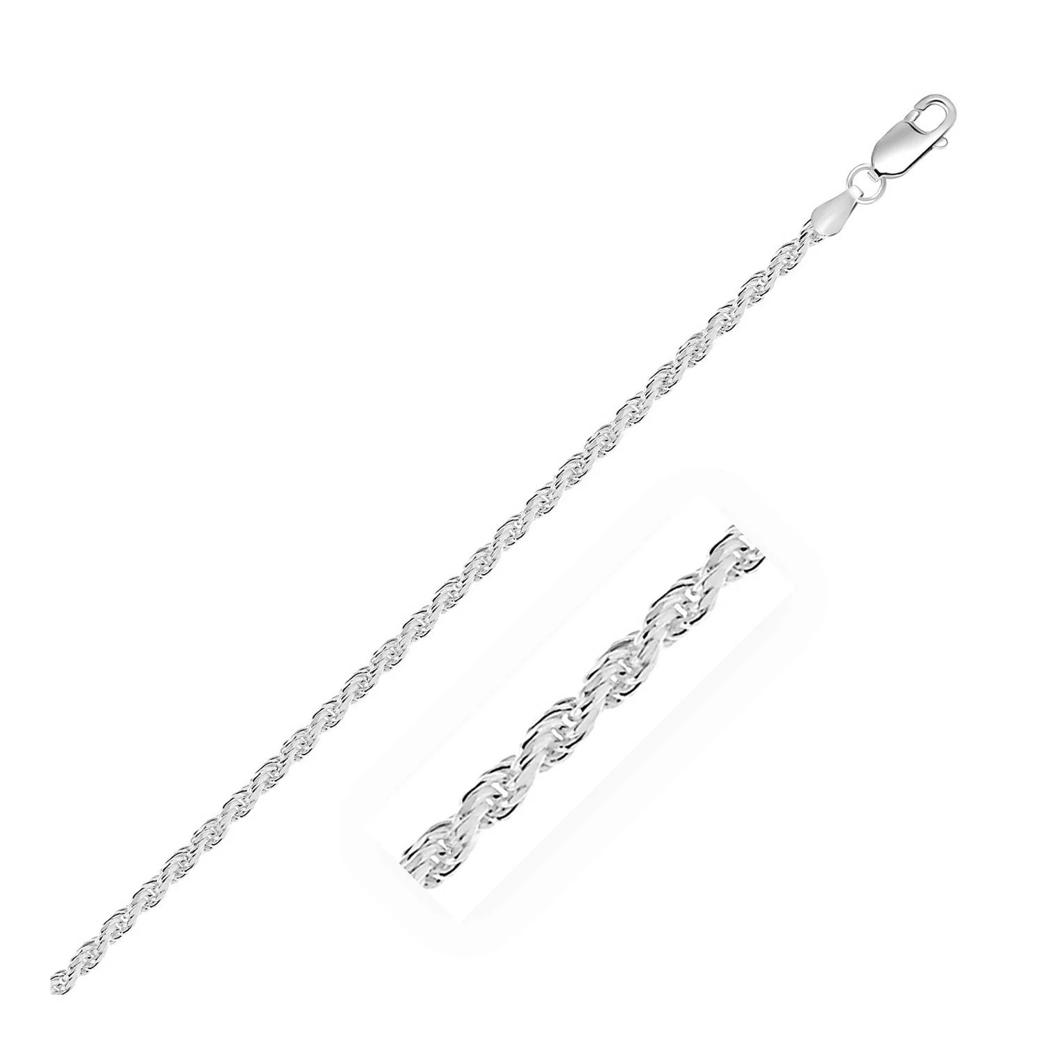 Sterling Silver 2.9mm Diamond Cut Rope Style Chain - Image 5