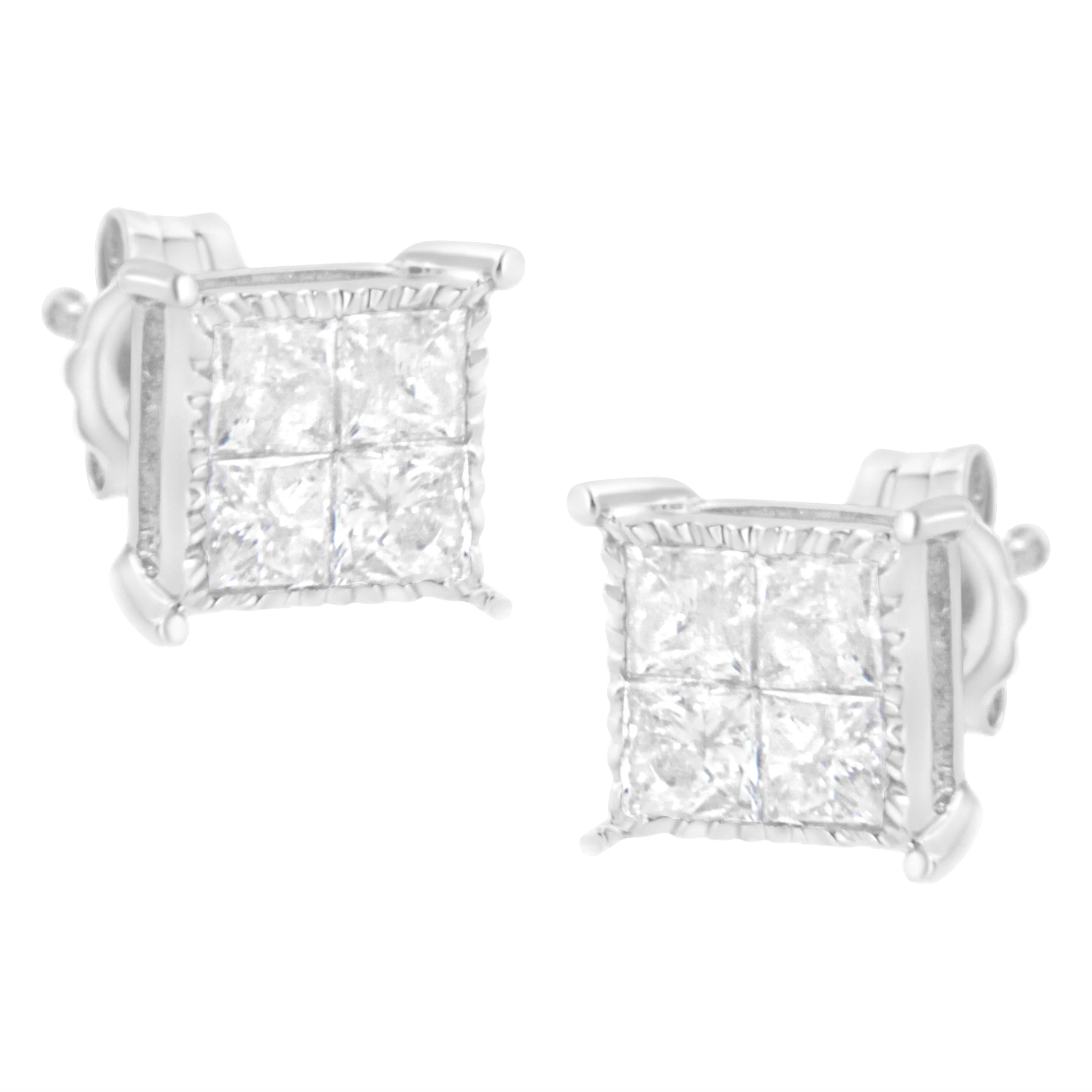 Sterling Silver 3/4 cttw Composite Diamond Stud Earrings (I-J, I2-I3) - Image 3