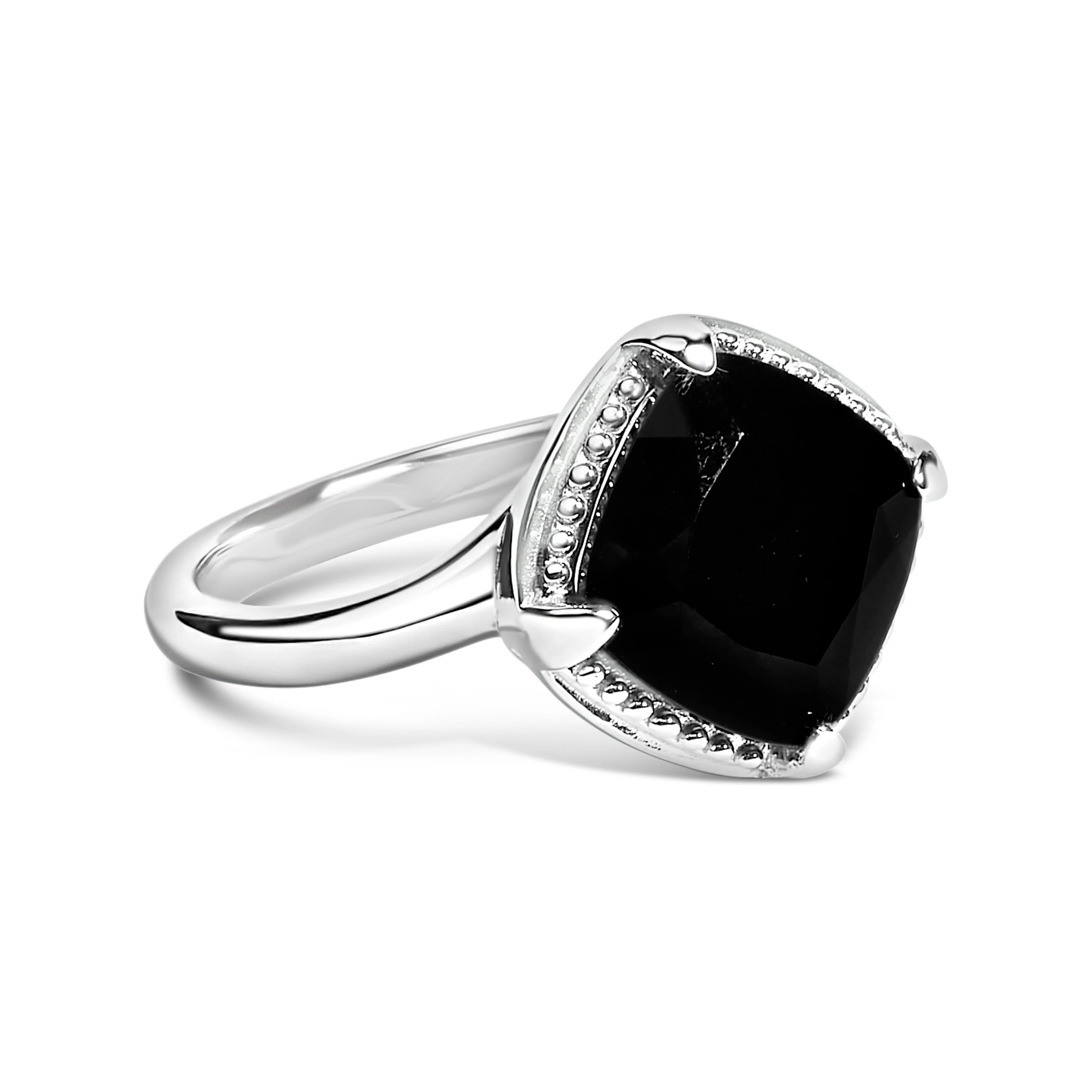 Sterling Silver Cushion Onyx 3-Piece Jewelry Set Ring Earrings Pendant 18 Inch Cable Chain - Image 4