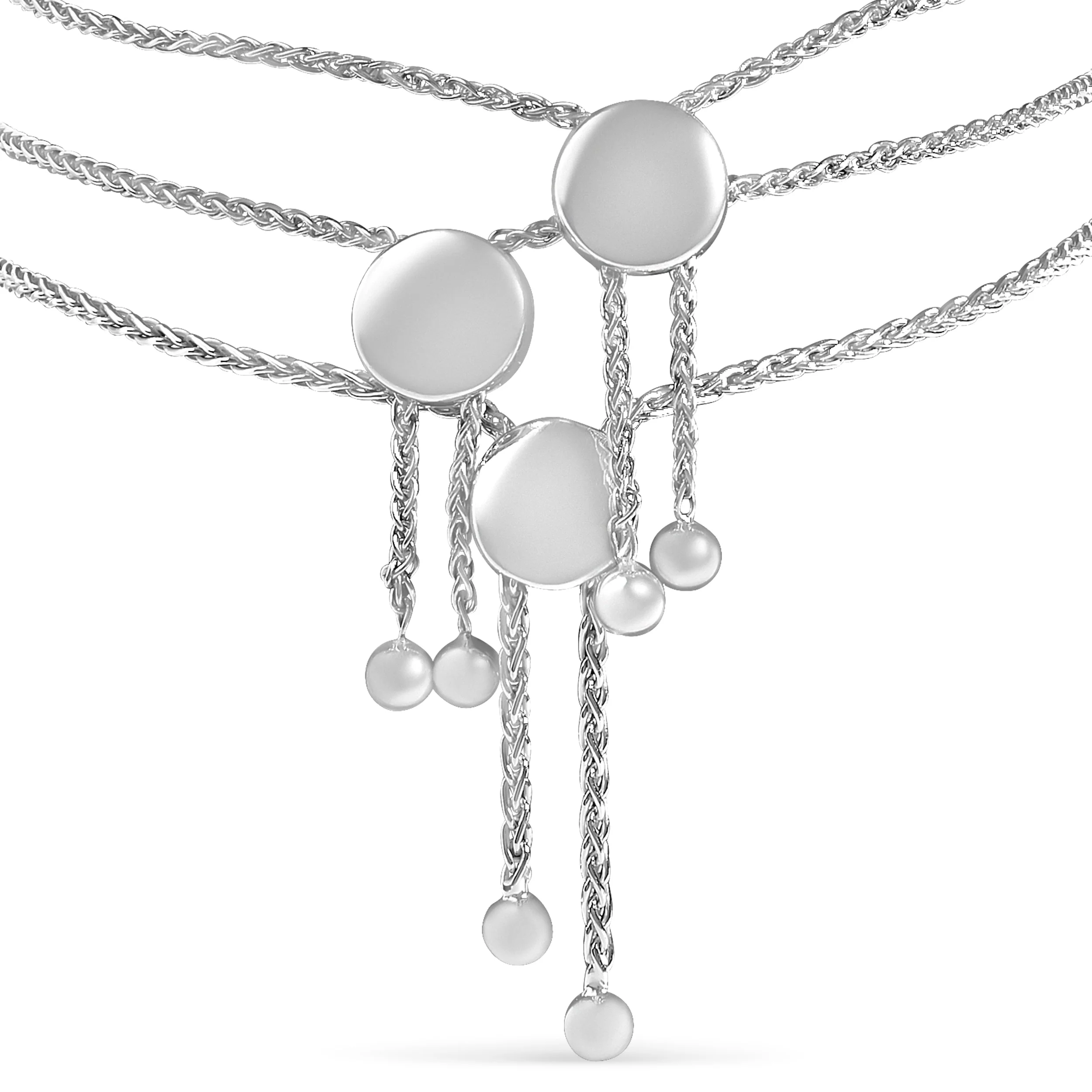 Sterling Silver Diamond Accent 3 Piece Adjustable Bolo Bracelet Set - Image 2