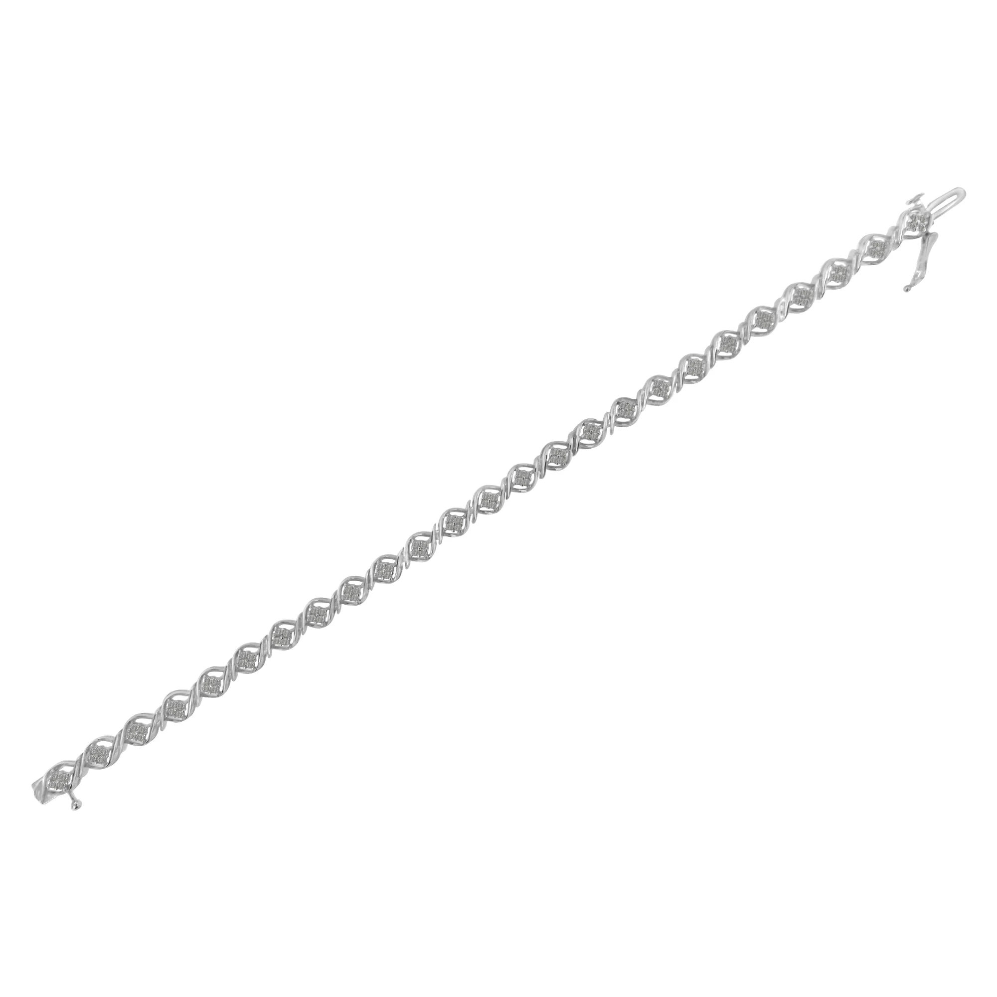 Sterling Silver Diamond Cluster Link Bracelet (1 cttw, I-J Color, I2-I3 Clarity) - Image 5